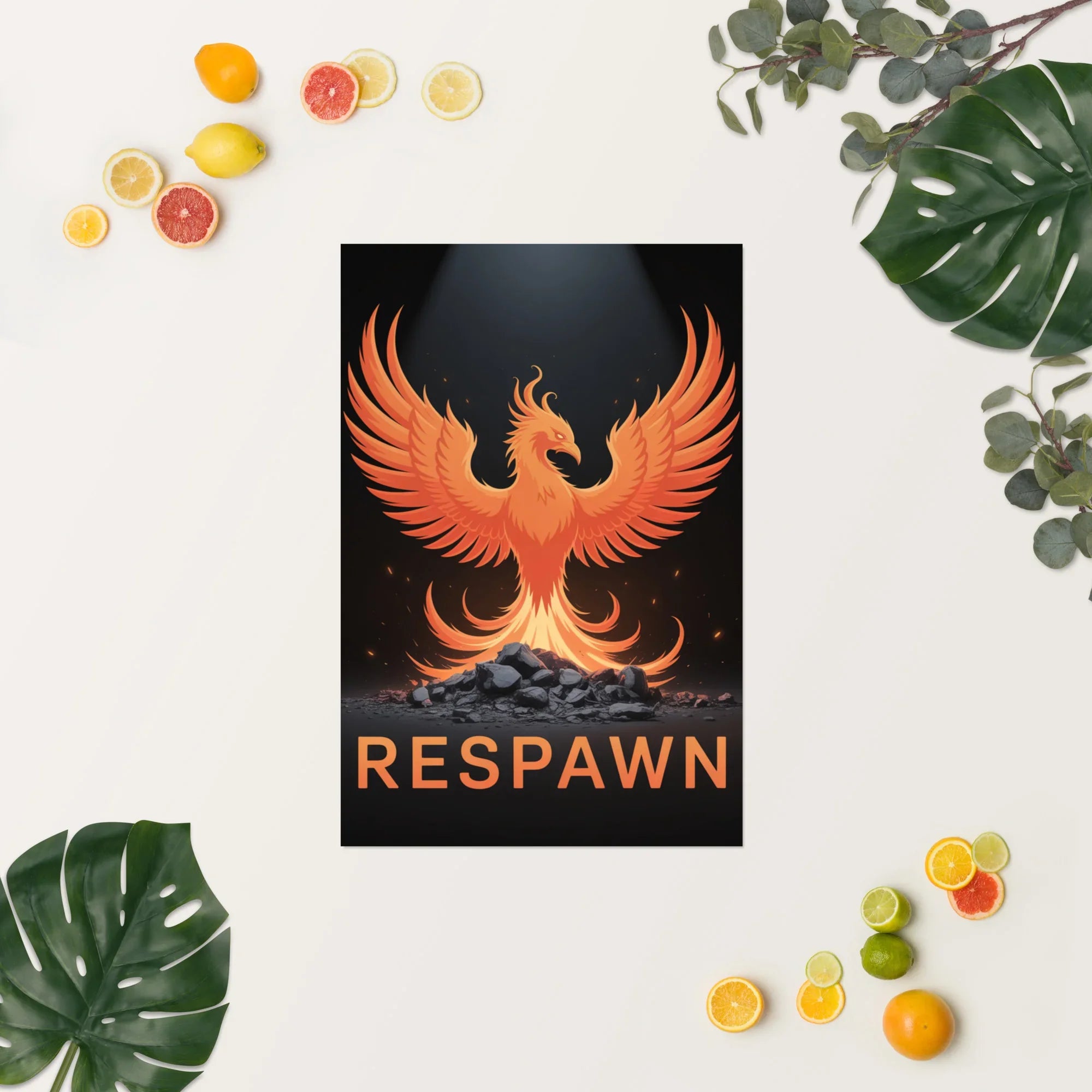 RESPAWN – Phoenix Rebirth Motivational Gaming Poster - RaZits