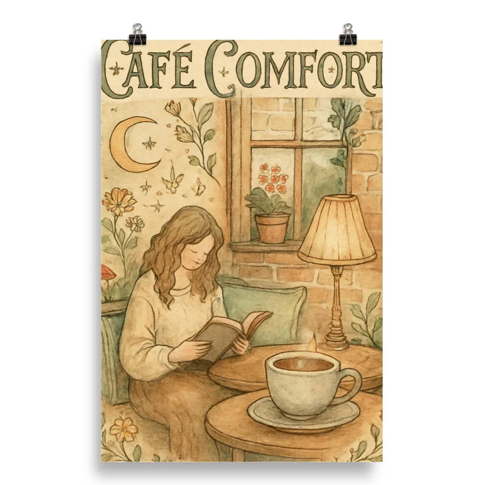 Café Comfort Poster – Cozy Reading Nook Art Print - RaZits