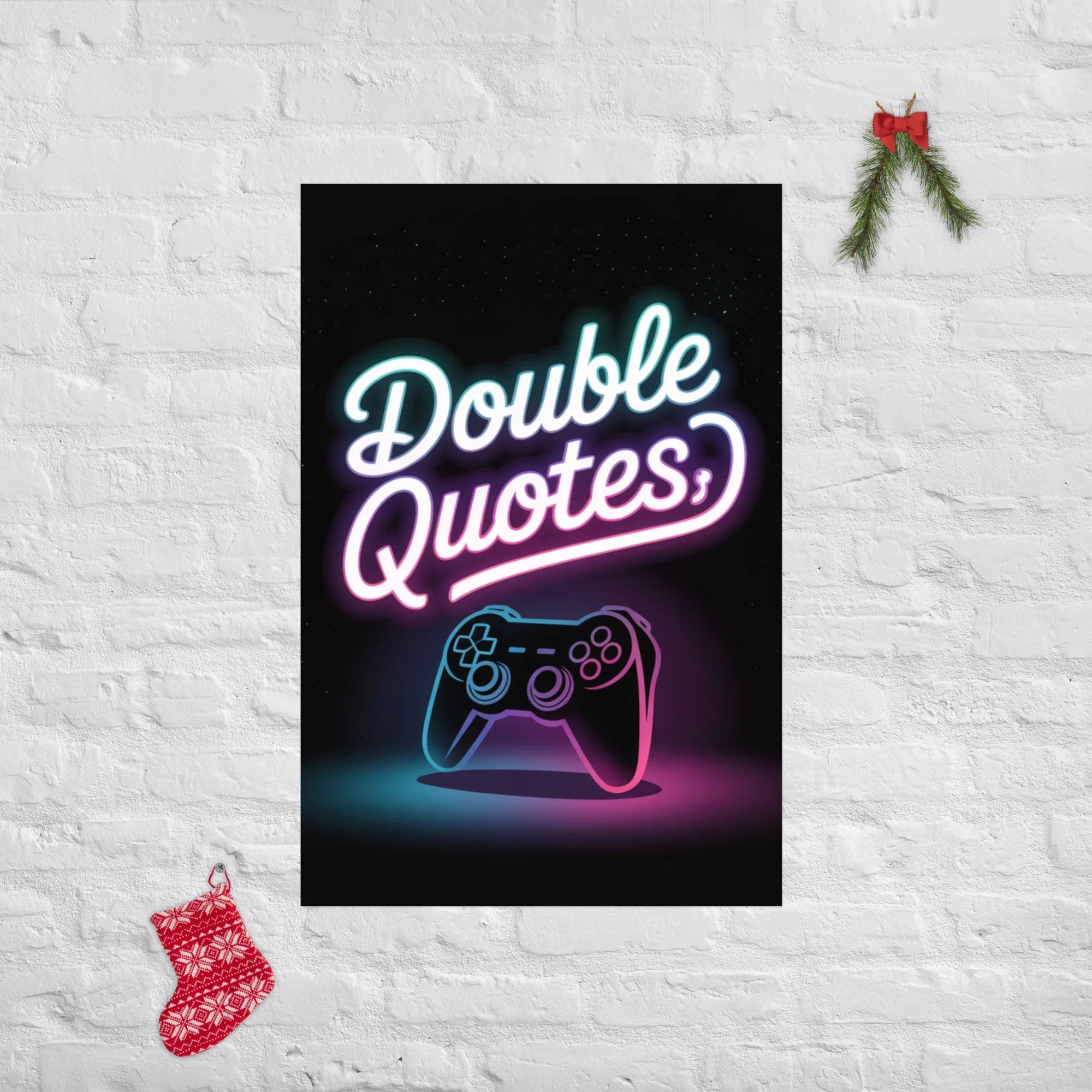 Double Quotes – Neon Gaming Controller Poster - RaZits