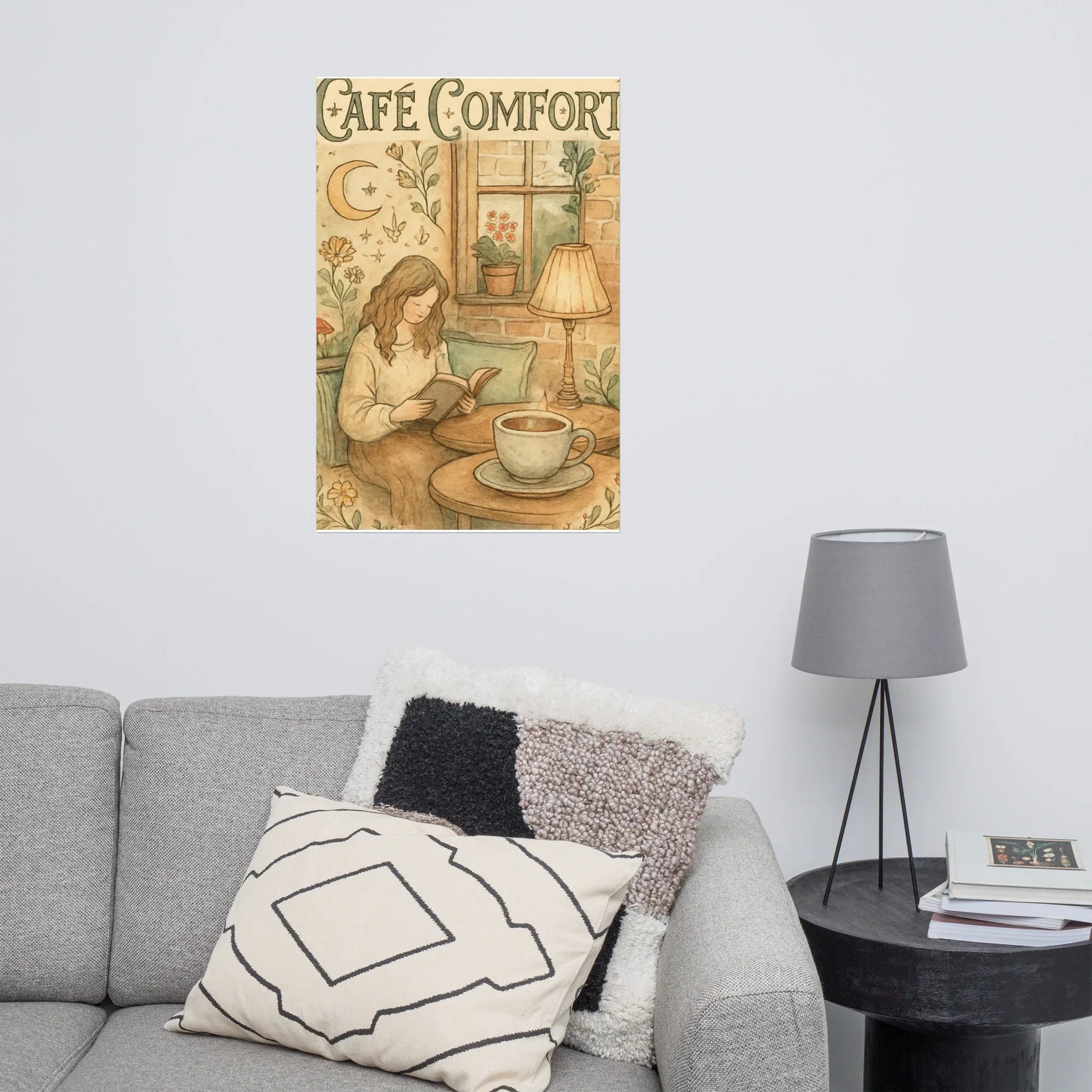 Café Comfort Poster – Cozy Reading Nook Art Print - RaZits