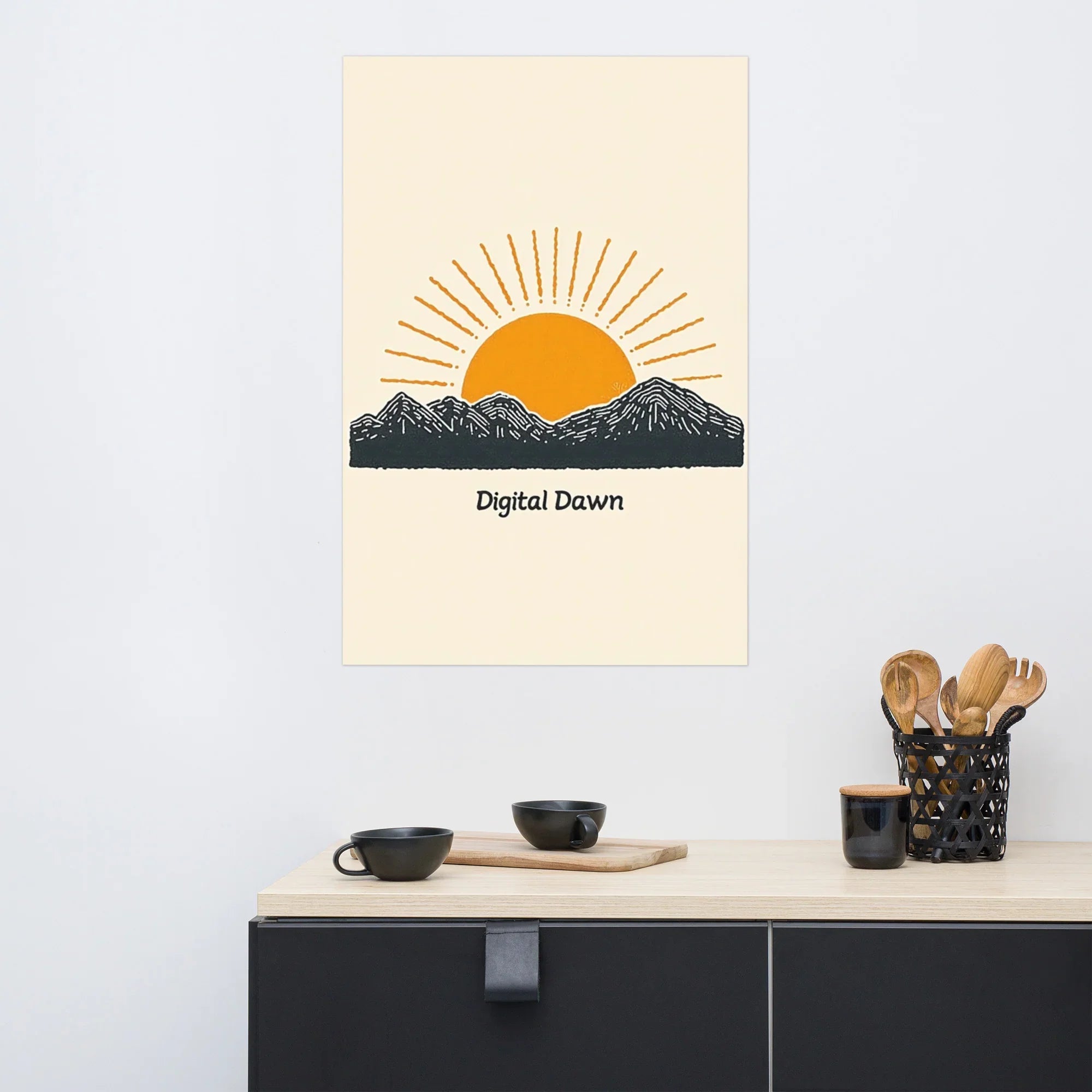 Digital Dawn Poster – Minimal Sunrise with a Tech Vibe - RaZits