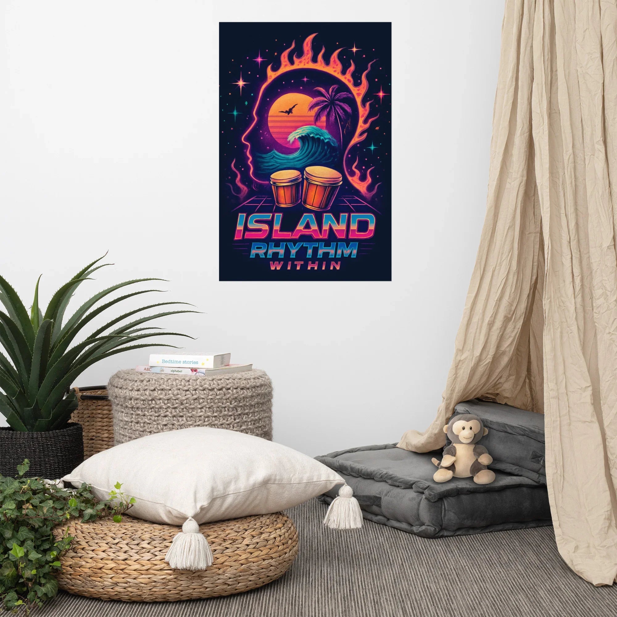 Island Rhythm Within Poster – Retro Beach Drumwave Art - RaZits