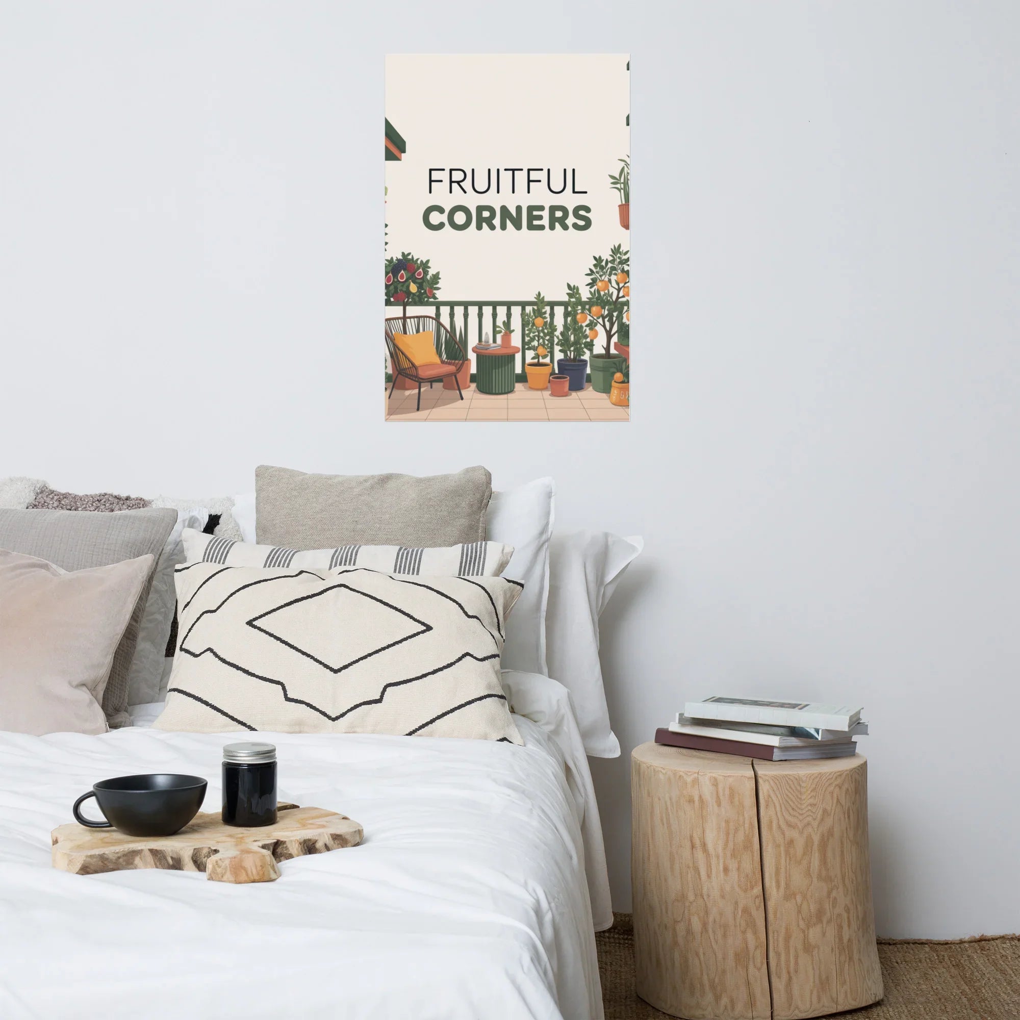 Fruitful Balcony Art Print – Citrus Garden on the Terrace Poster - RaZits