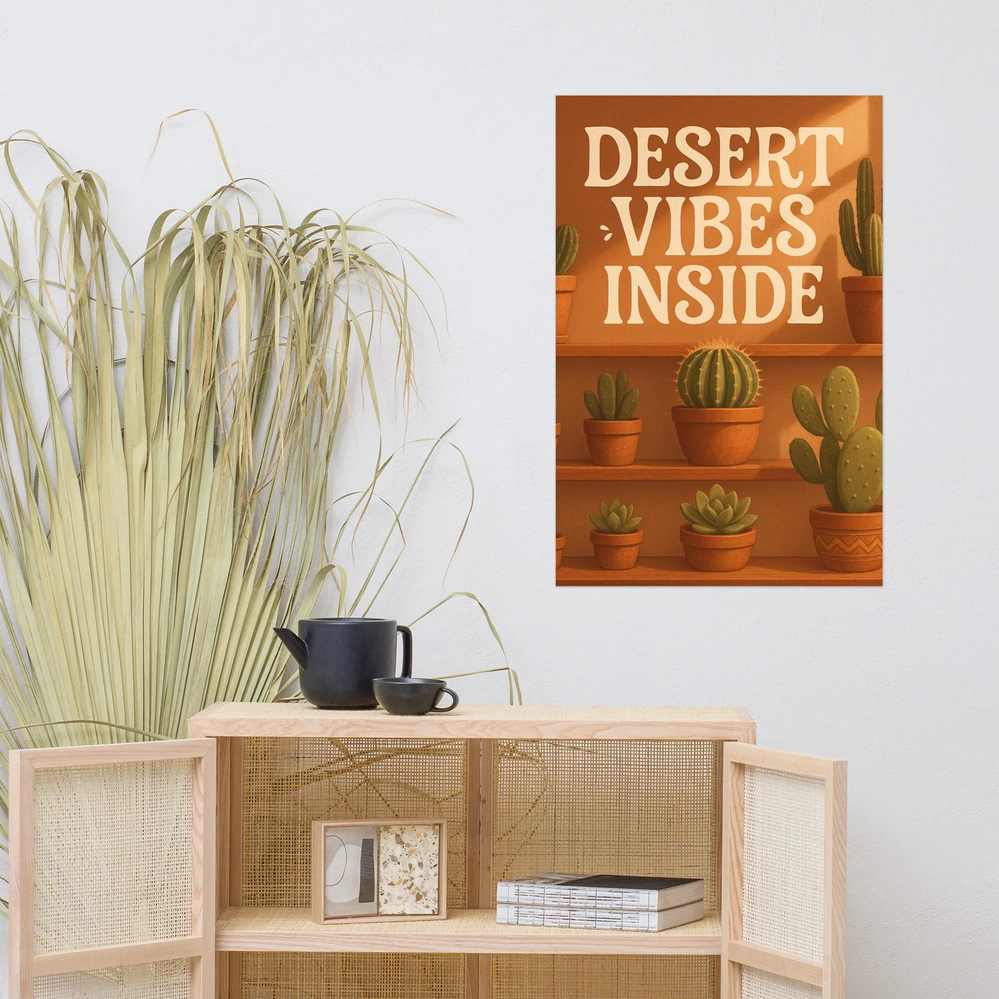 Cactus Shelf Art Print – Desert Vibes Indoor Succulent Illustration - RaZits