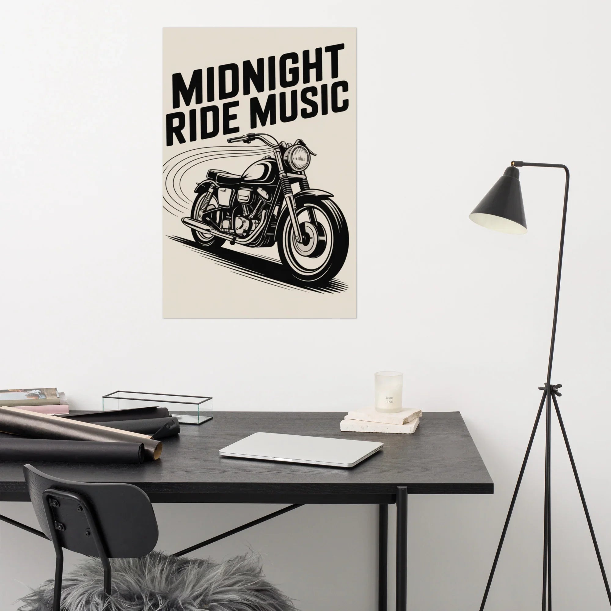 Midnight Ride Music Poster – Vintage Motorcycle Soundwave - RaZits