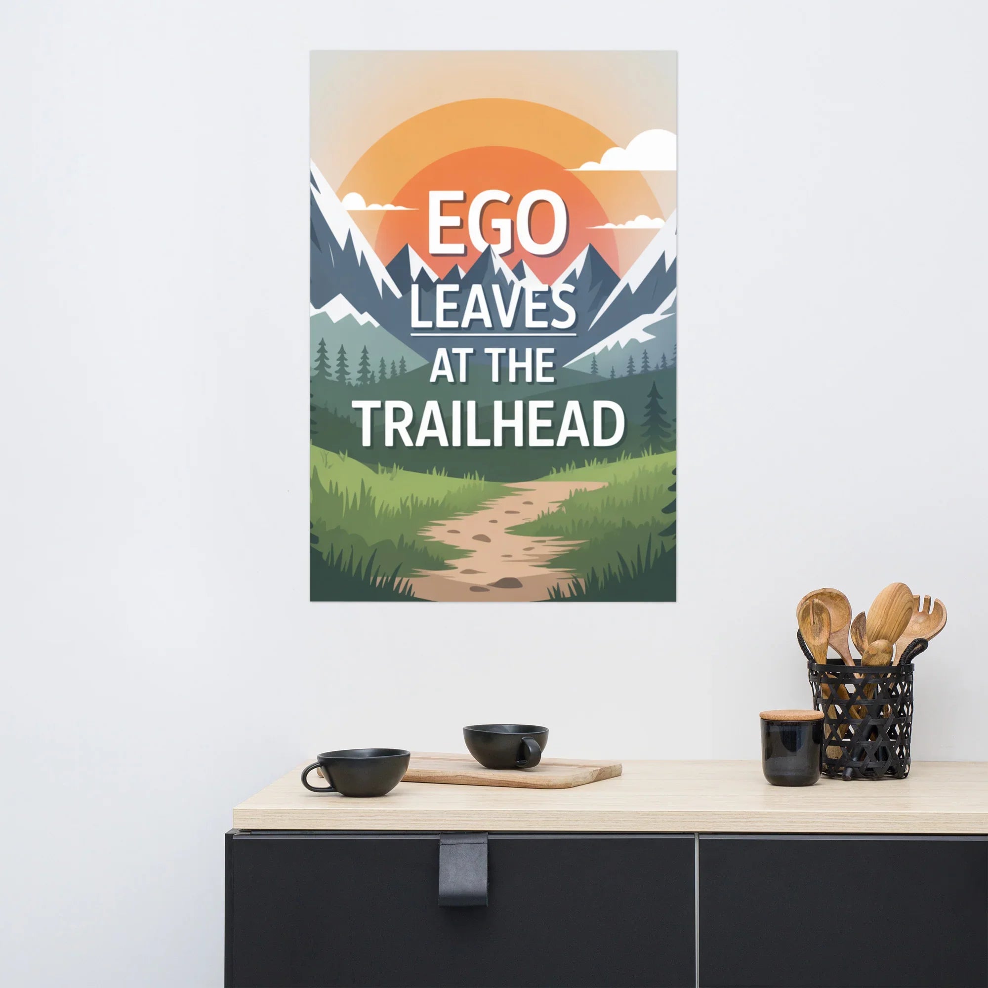 Ego Leaves at the Trailhead – Mountain Minimalist Print - RaZits