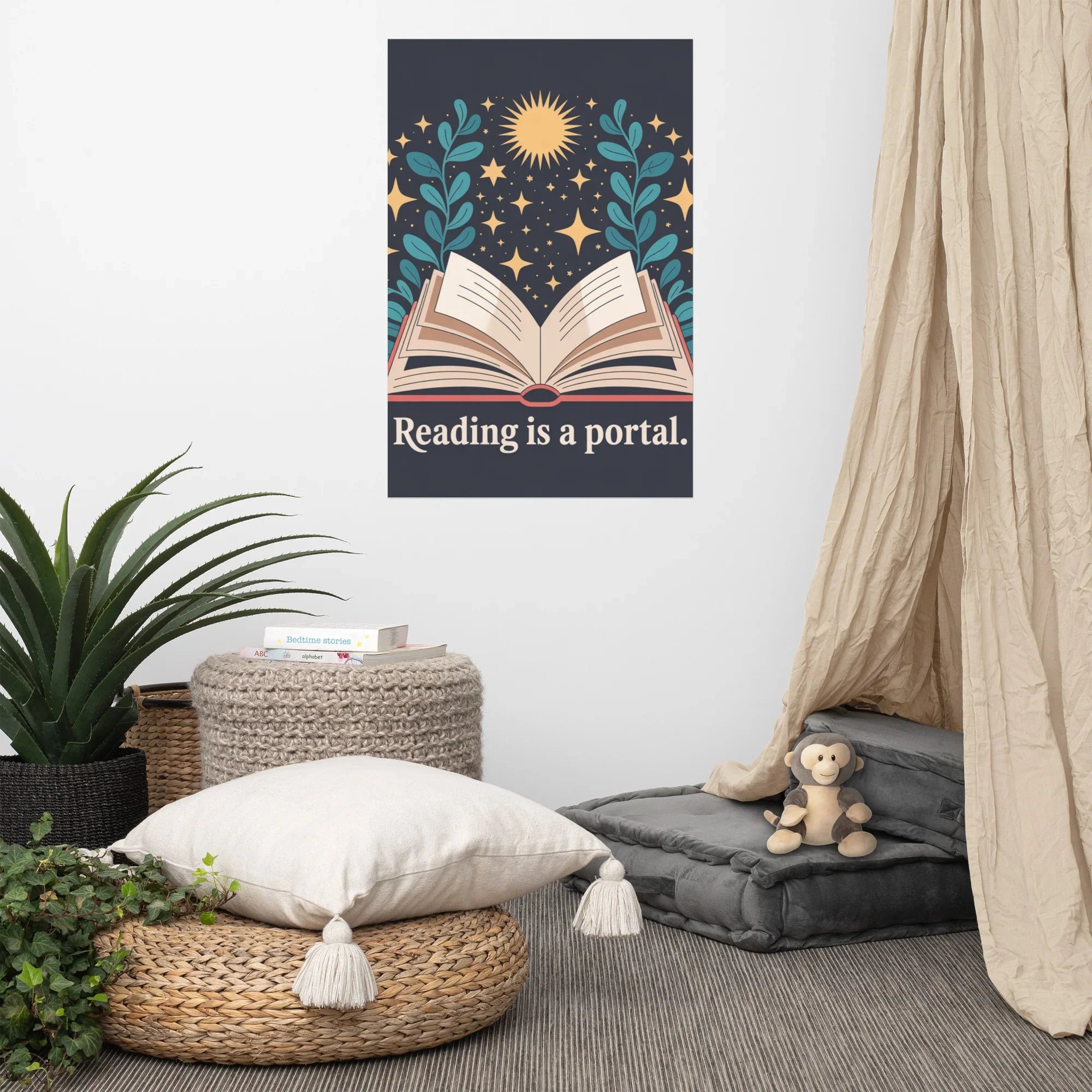 Reading Is a Portal Poster – Celestial Book Art Print - RaZits