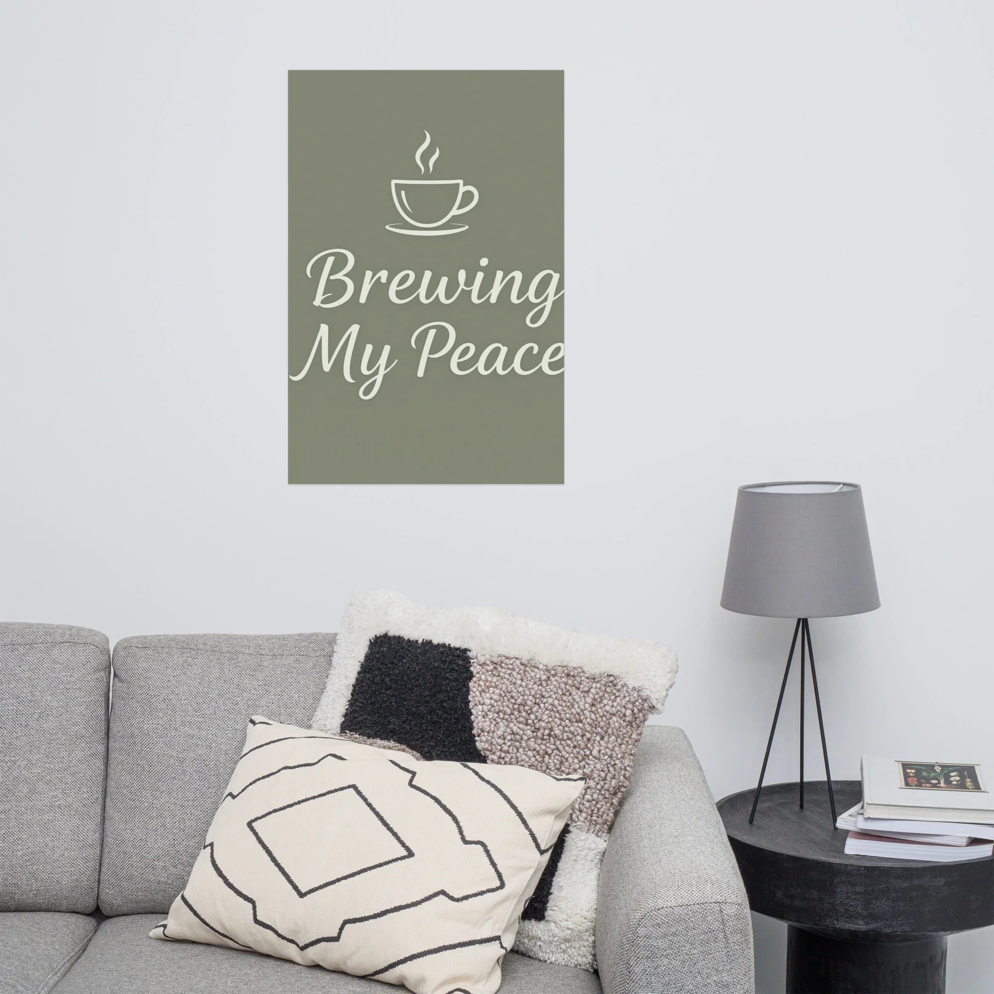 Brewing My Peace Wall Art – Soft Script Coffee Quote - RaZits