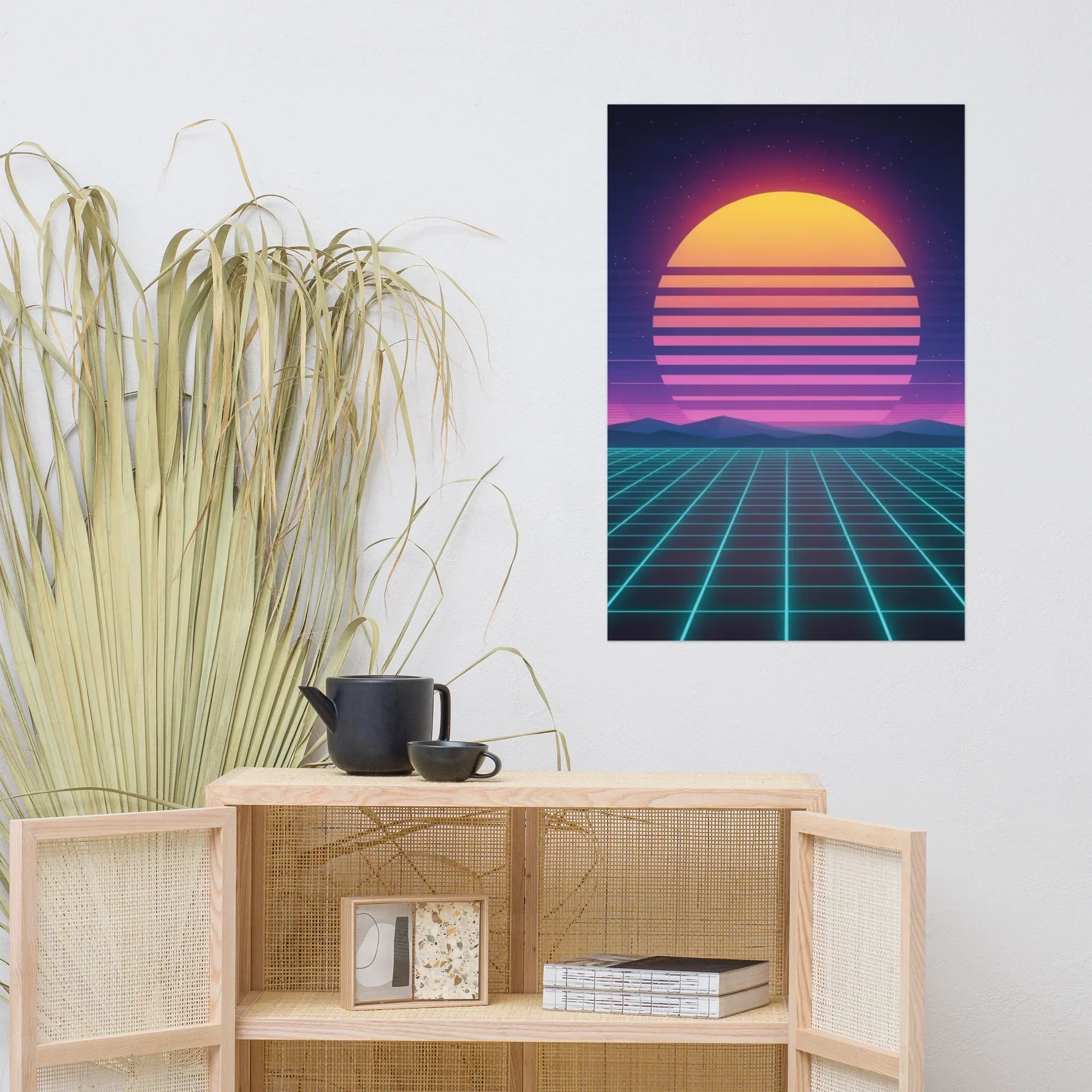 Synthwave Horizon – Retro Futuristic Neon Sunset Wall Art - RaZits