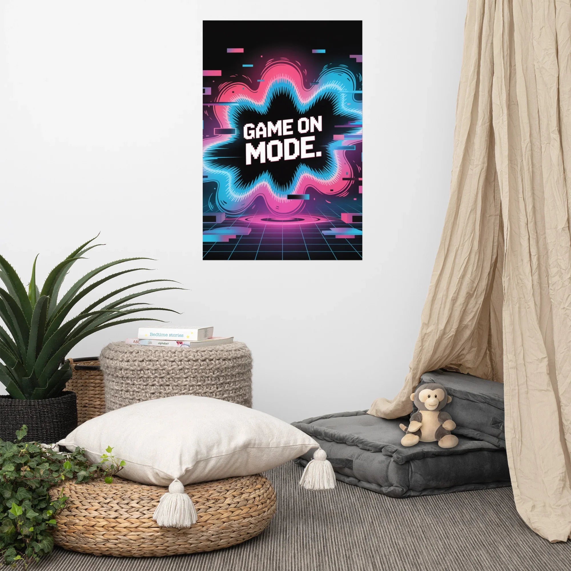 Game On Mode – Retro Neon Glitch Gaming Poster - RaZits