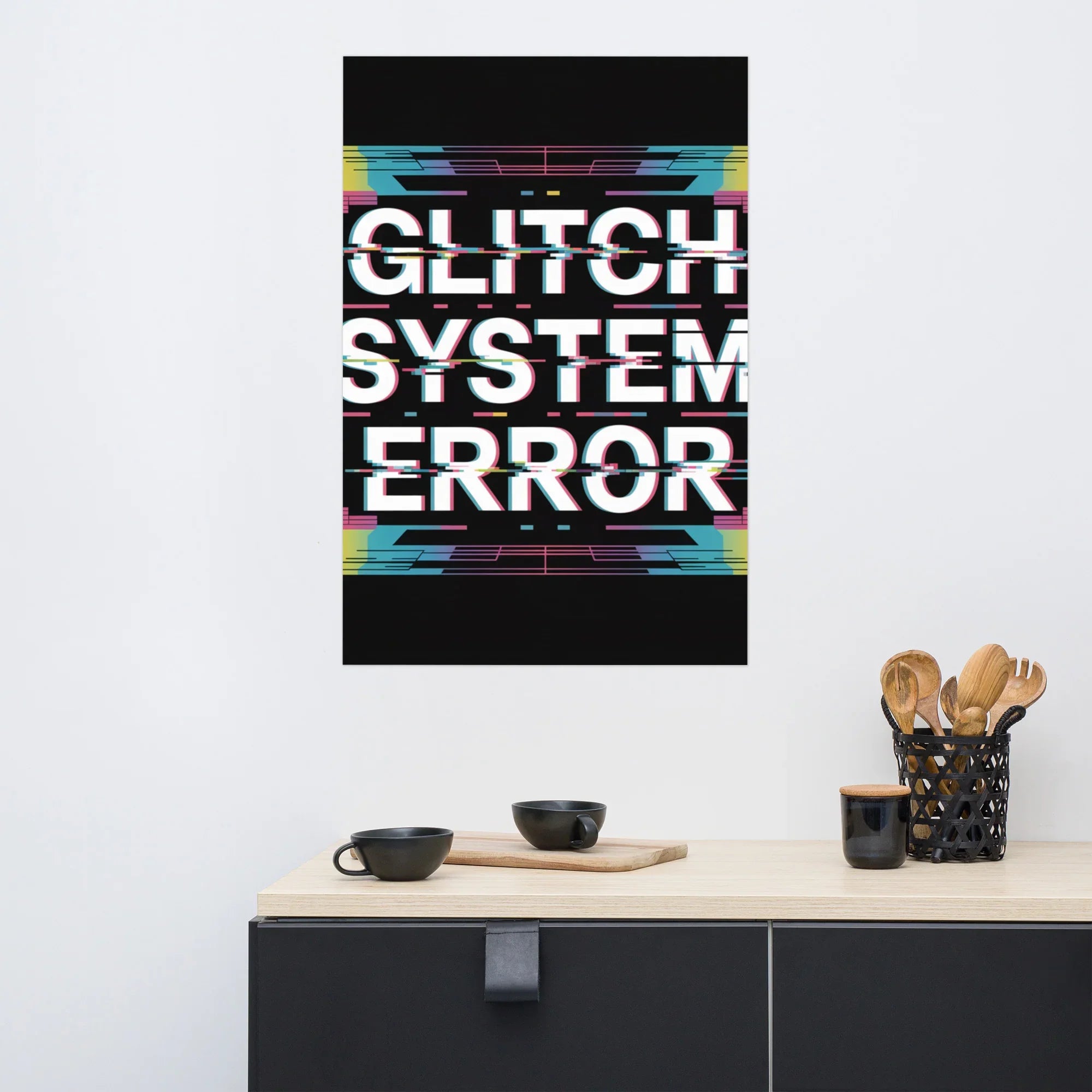 Glitch System Error – Cyberpunk Digital Distortion Art Poster - RaZits