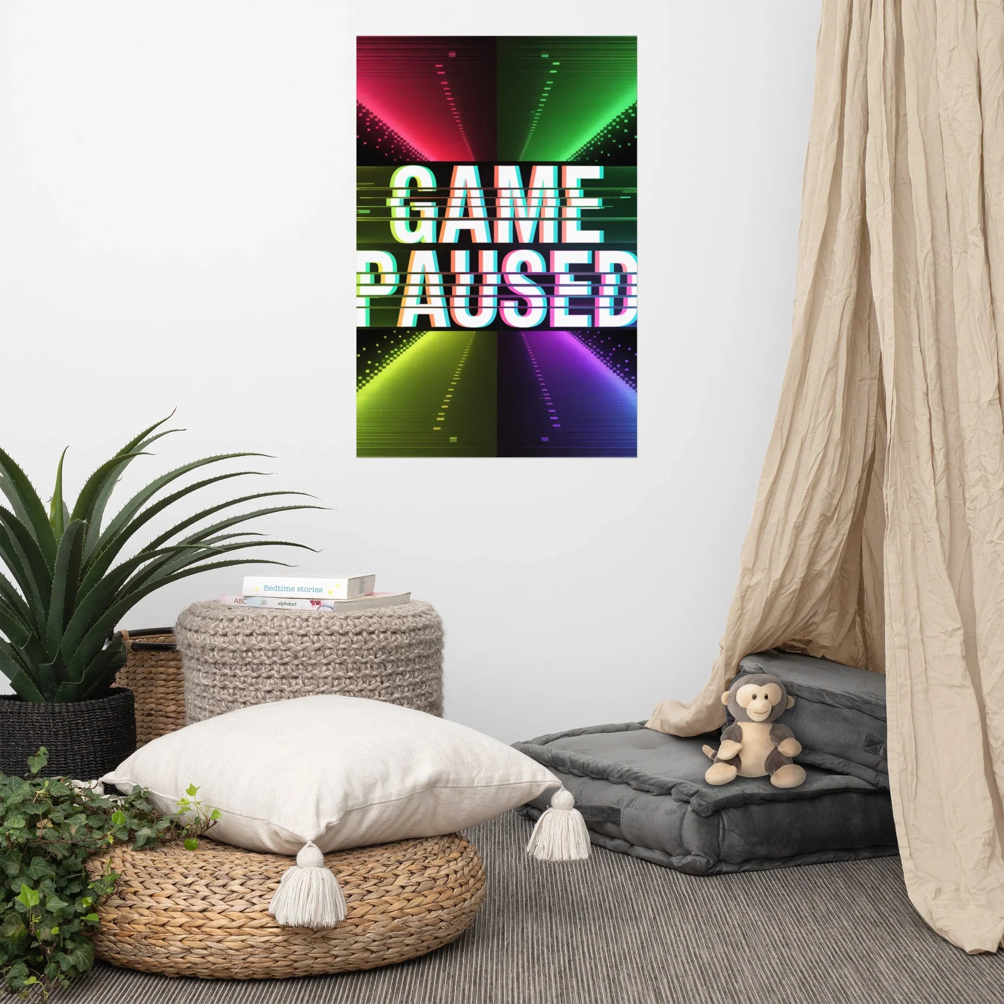 Game Paused – Glitch Effect Retro Gaming Wall Art - RaZits