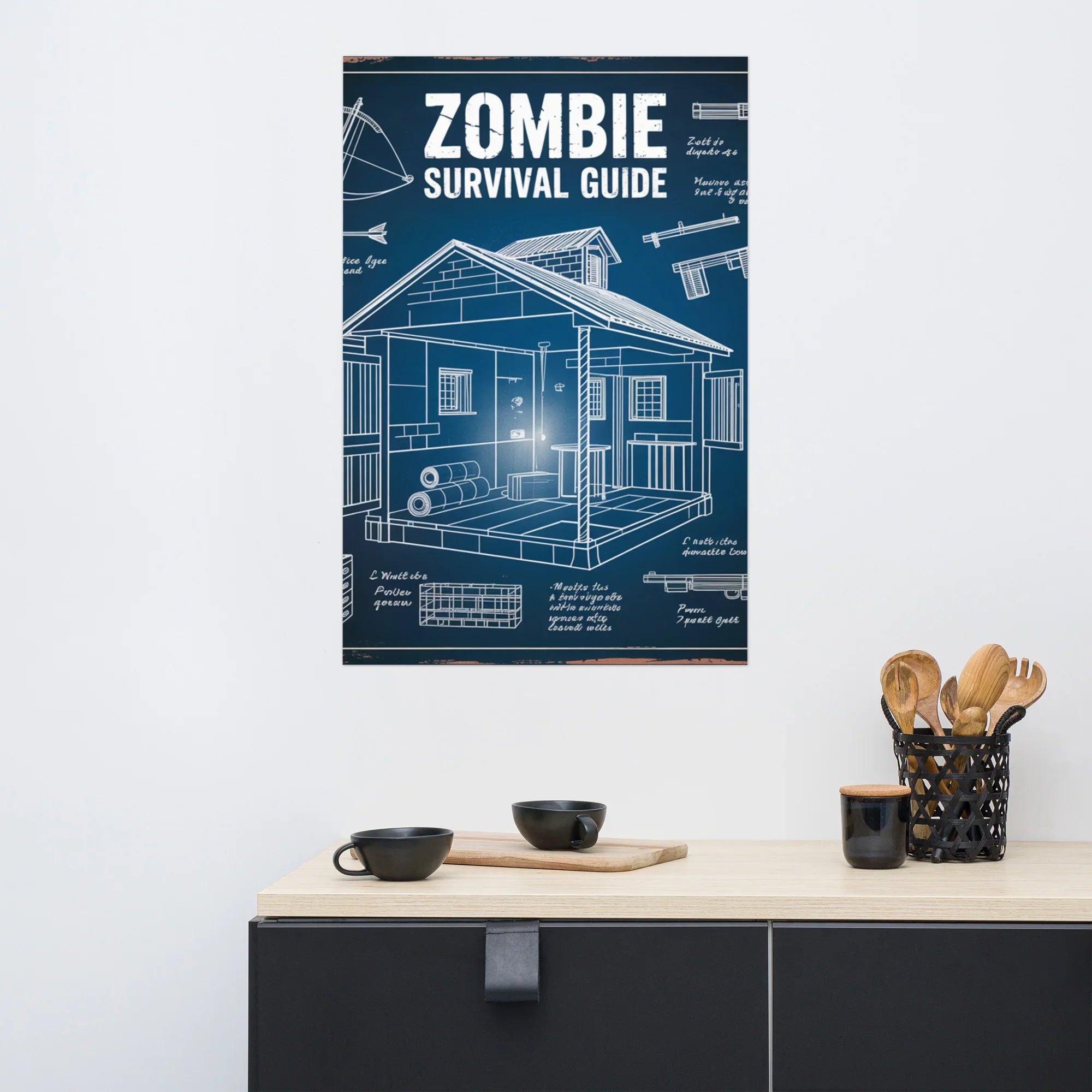 Zombie Survival Guide Blueprint – Tactical Gamer Wall Art - RaZits