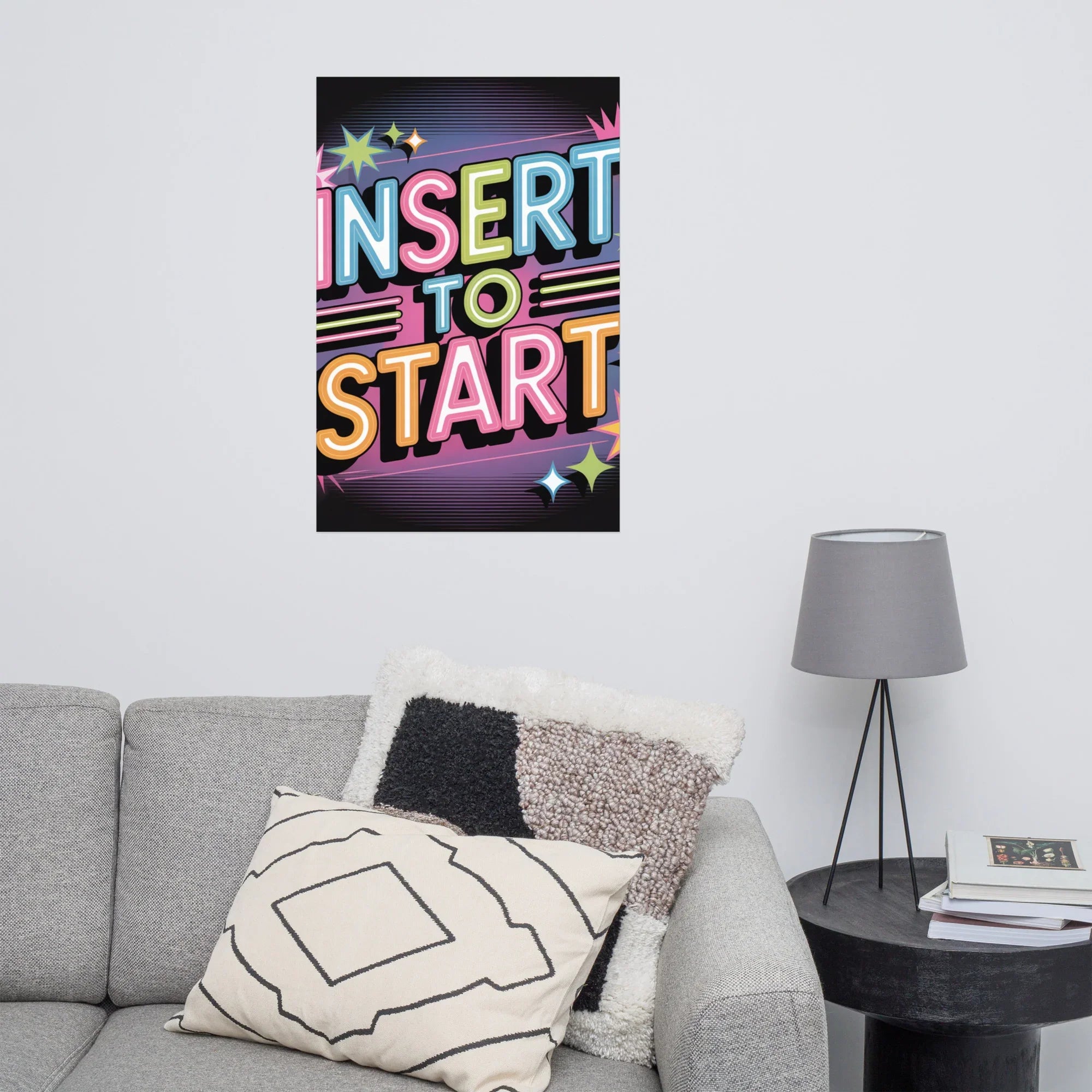 Insert to Start – Retro Neon Arcade Poster for Gamer Room & Gaming Wall Decor - RaZits