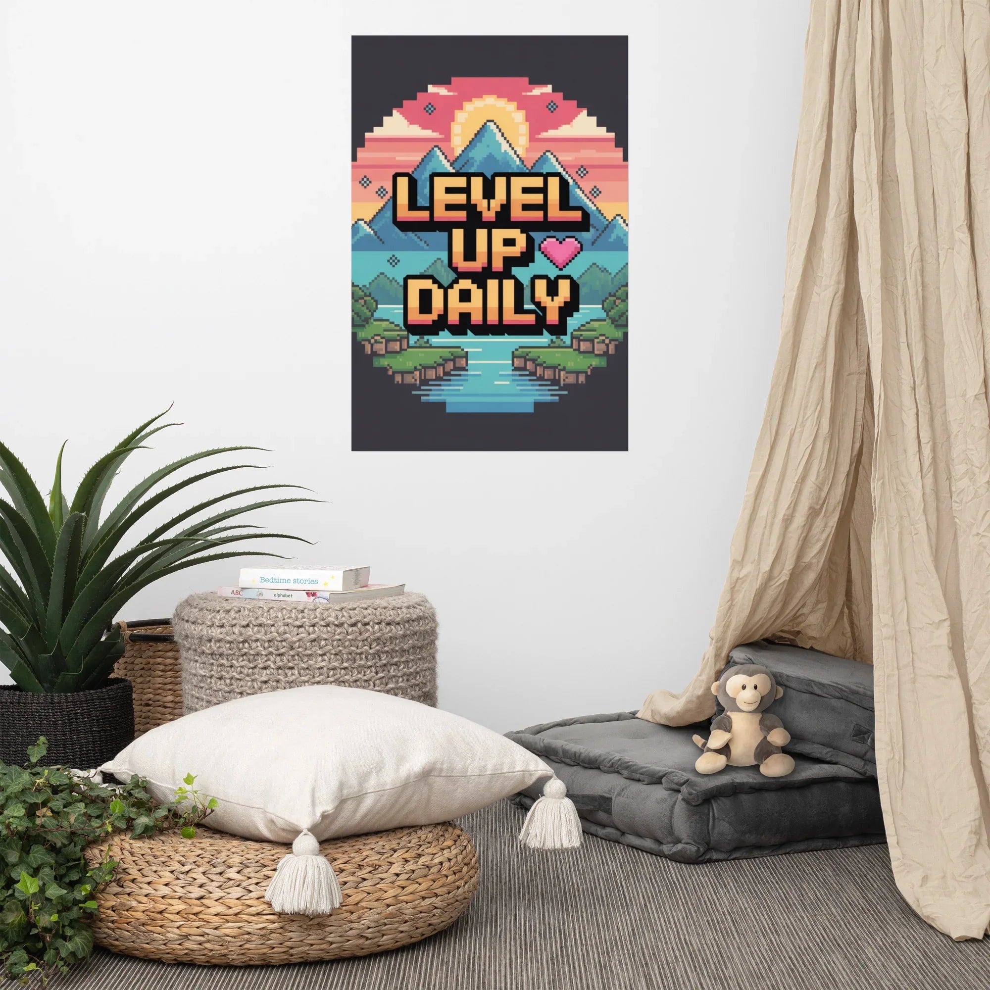 Level Up Daily Pixel Motivation Poster - RaZits