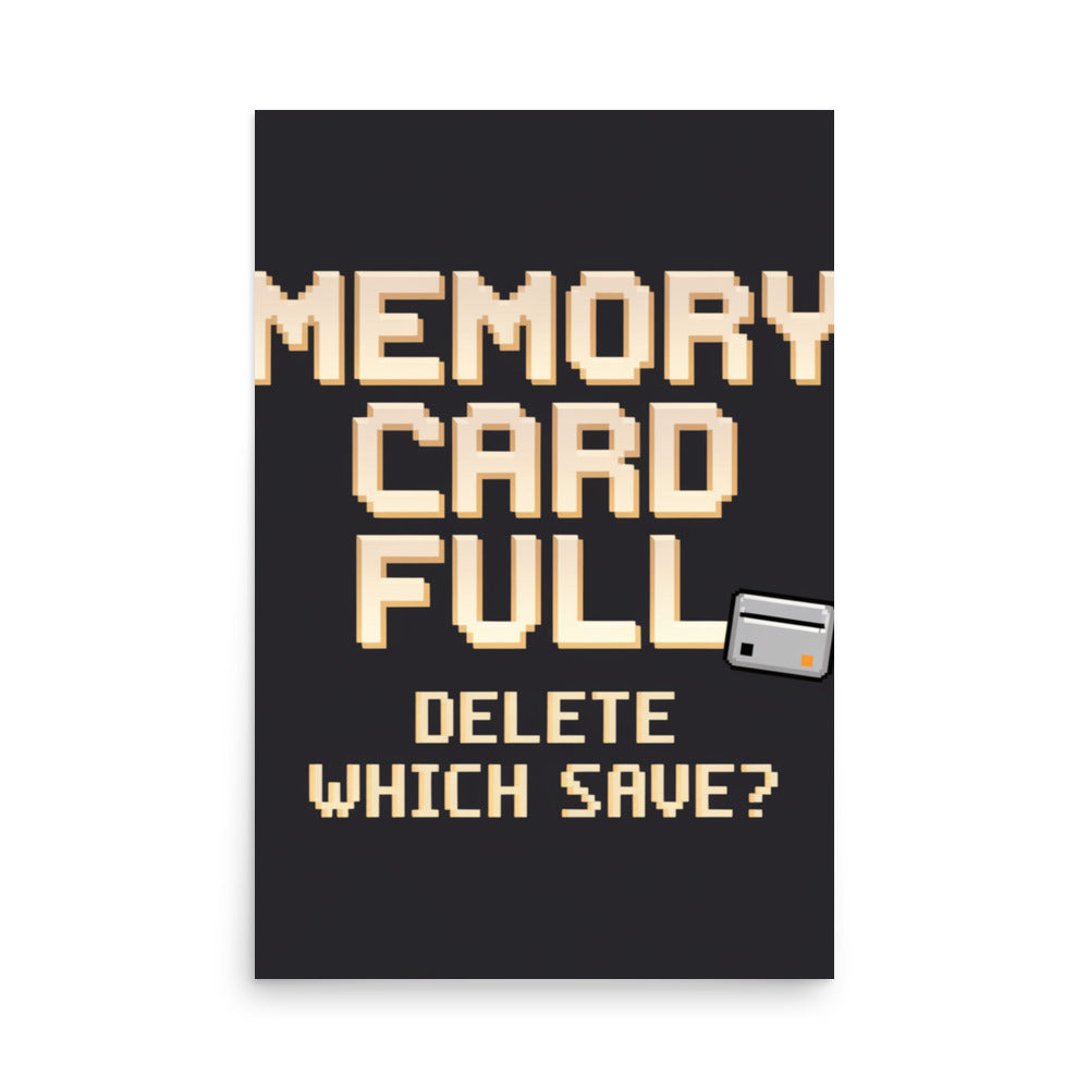 Memory Card Full retro gaming poster framed scale view gallery wall