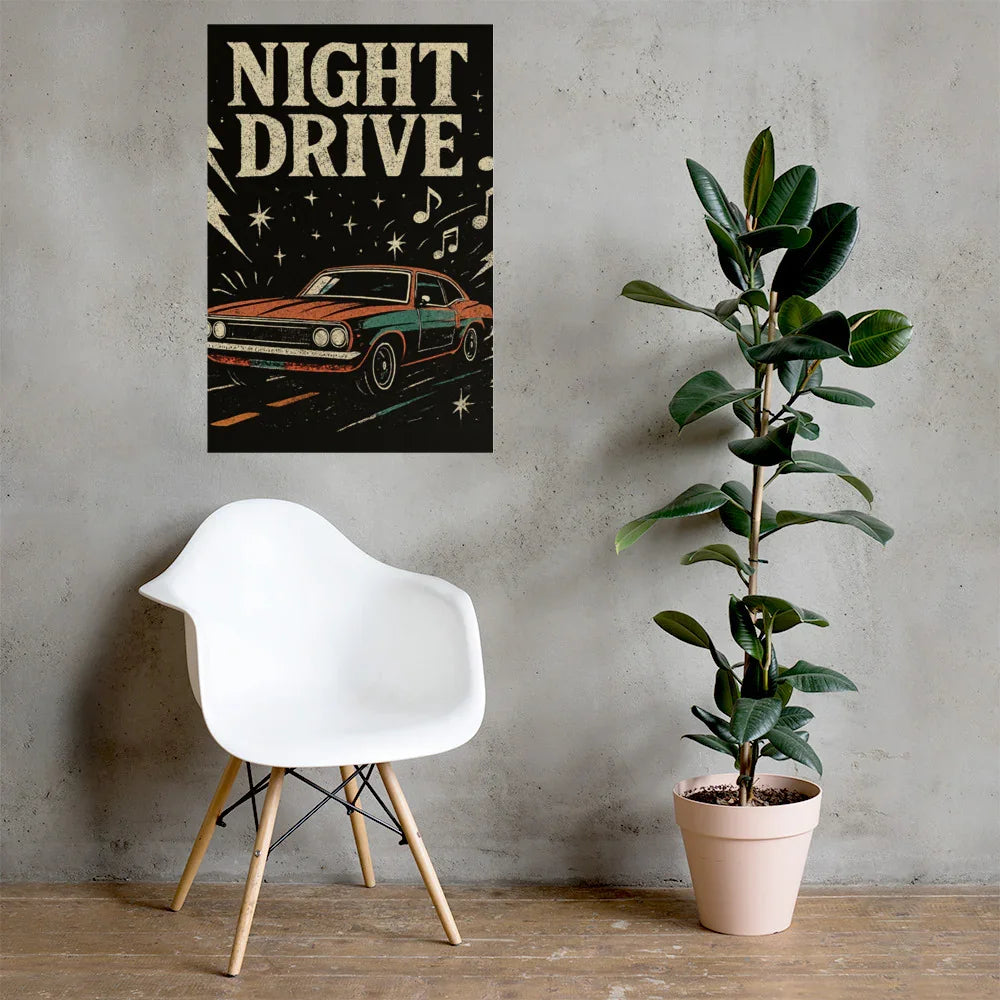 Night Drive Poster – Moody Retro Roadtrip - RaZits