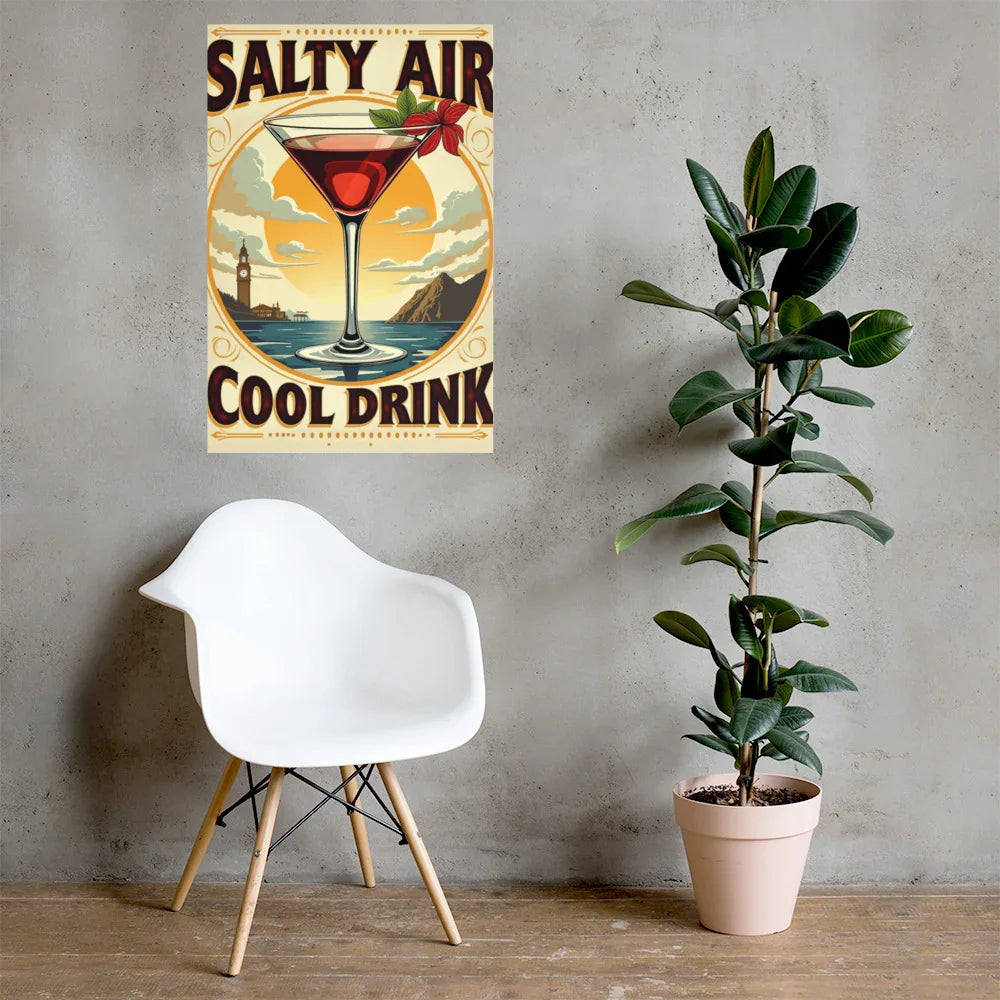 Salty Air, Cool Drink – Coastal Martini Poster - RaZits