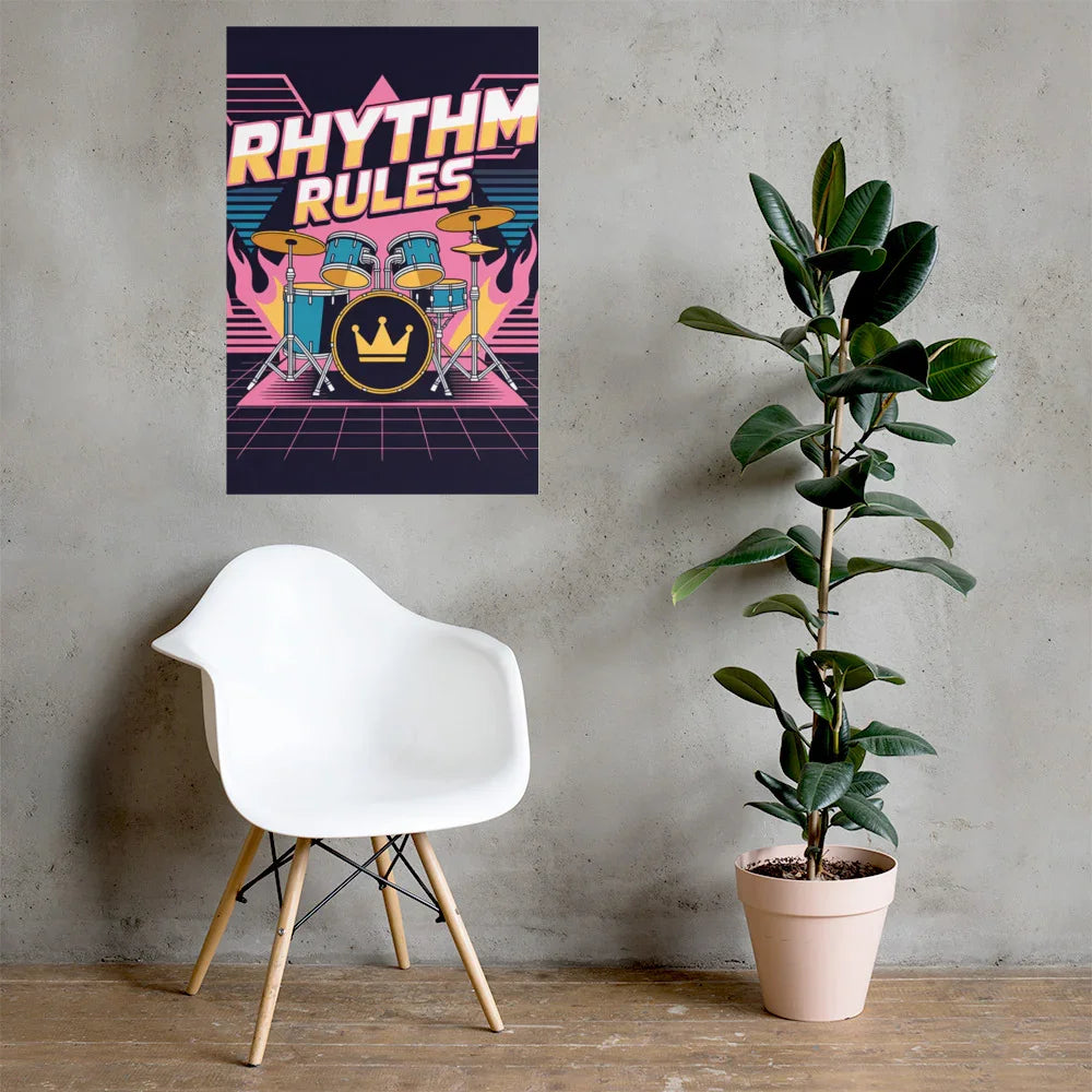 Rhythm Rules Poster – Neon Crown Drum Power - RaZits