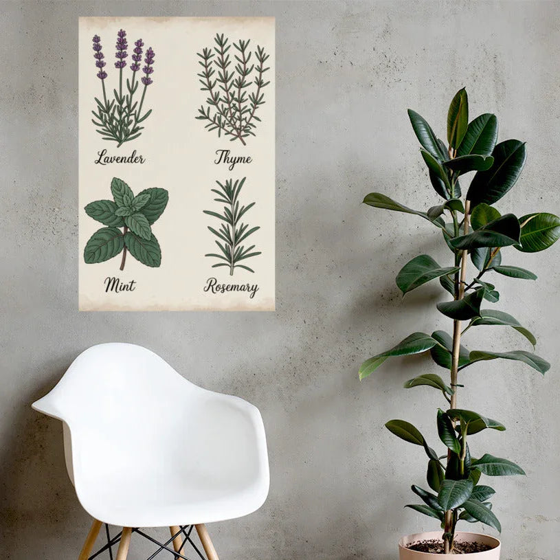 Herb Chart Poster – Vintage Botanical Wall Print - RaZits