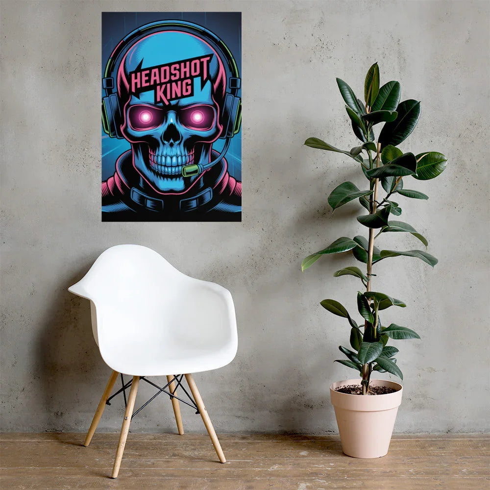 Headshot King – Cyberpunk Gamer Art for Futuristic Esports Room Decor - RaZits