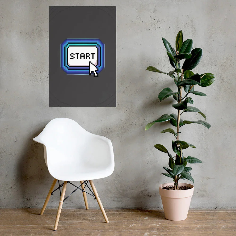 Start Button Pixel Art – Retro Minimal Gaming Design - RaZits