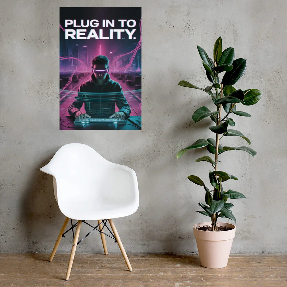 Plug In To Reality Cyberpunk Gaming Wall Art – VR Aesthetic Room Decor - RaZits