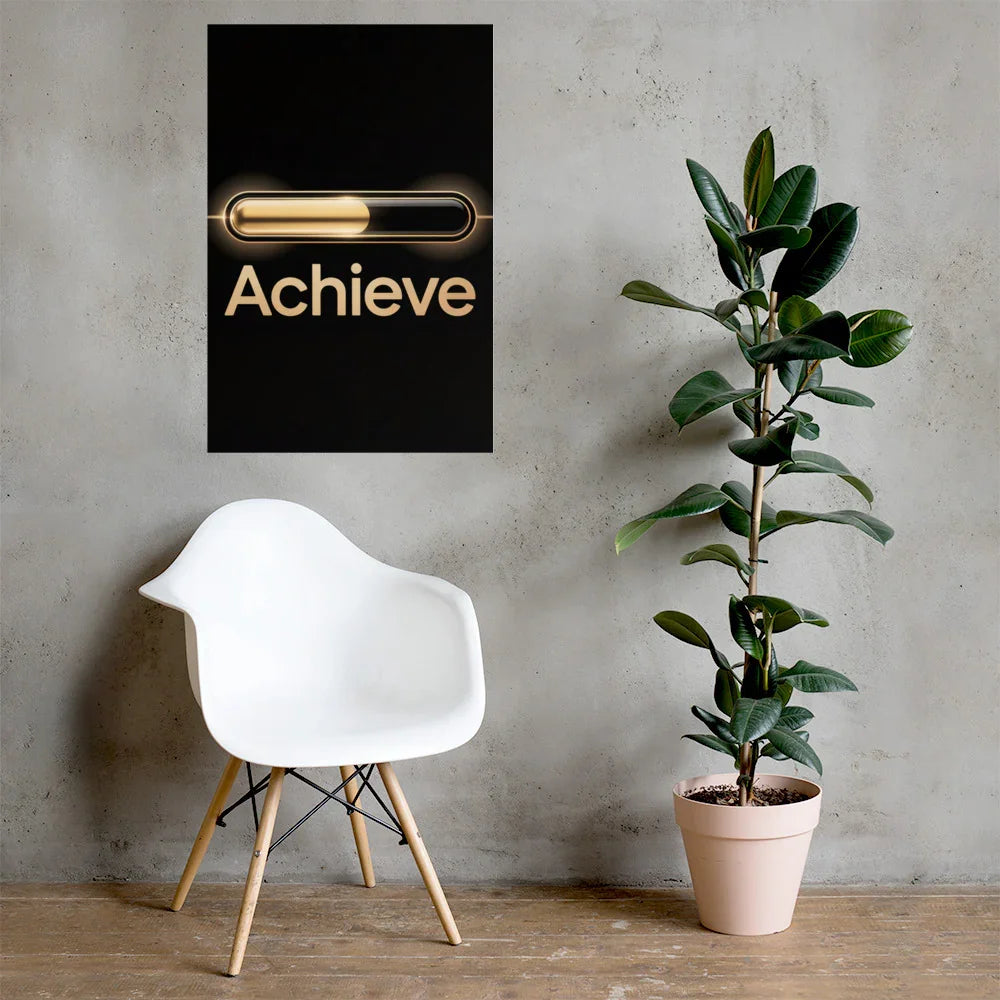 Achieve – Golden Progress Bar Motivational Gaming Poster - RaZits