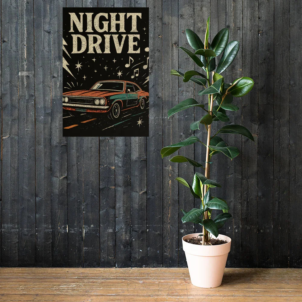Night Drive Poster – Moody Retro Roadtrip - RaZits