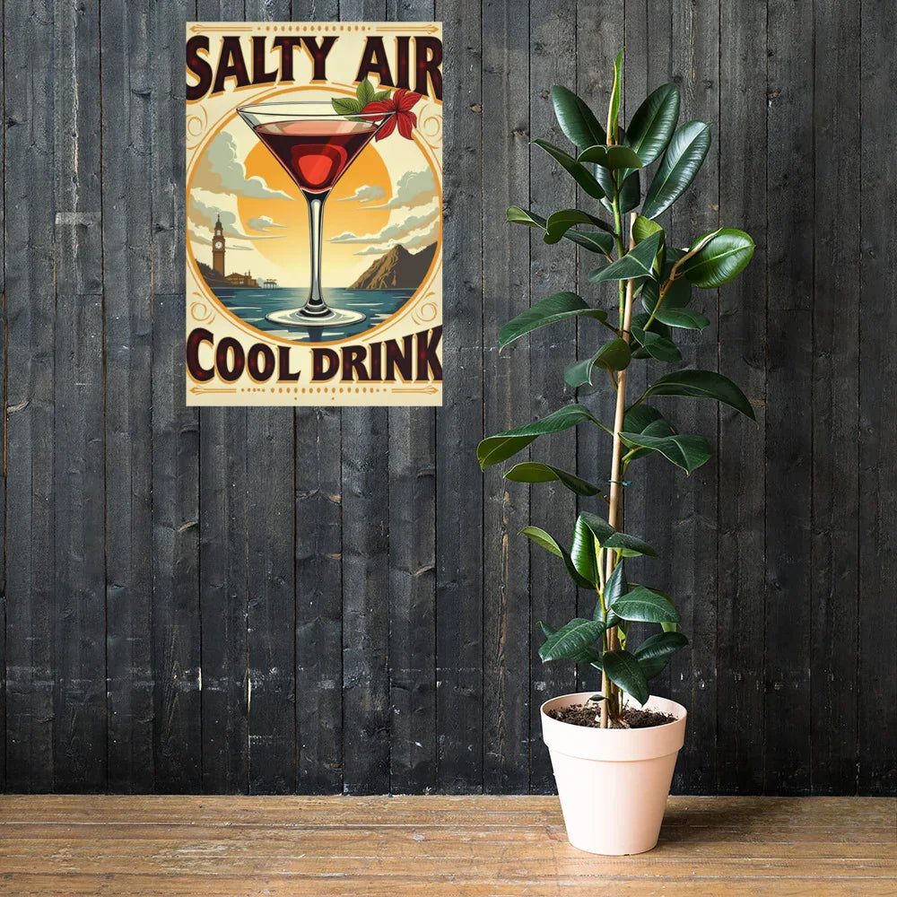 Salty Air, Cool Drink – Coastal Martini Poster - RaZits