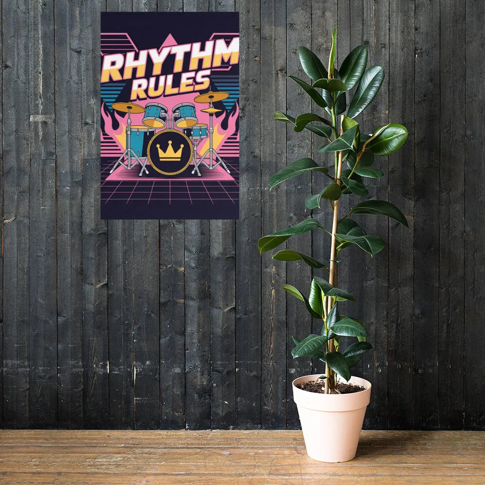Rhythm Rules Poster – Neon Crown Drum Power - RaZits