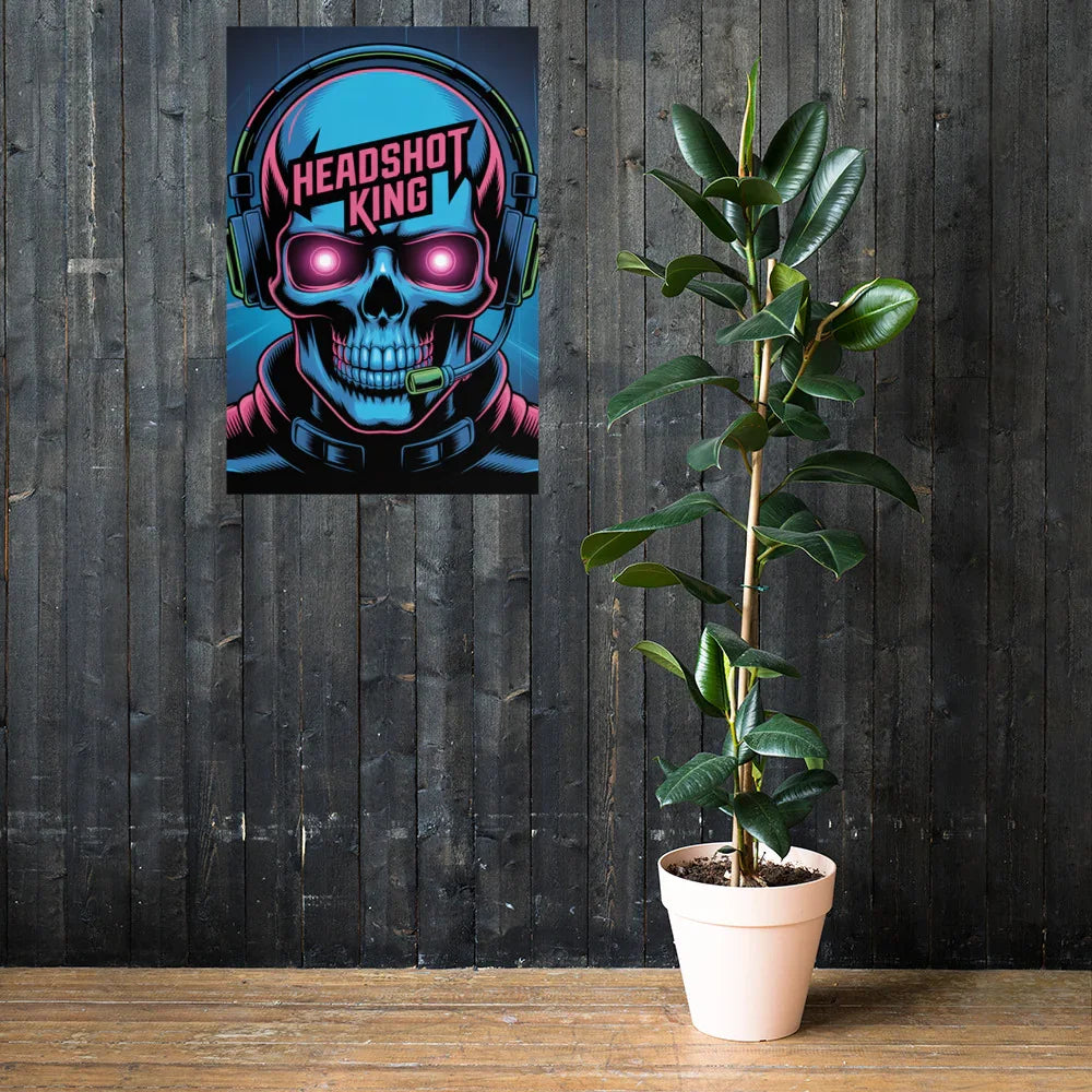 Headshot King – Cyberpunk Gamer Art for Futuristic Esports Room Decor - RaZits