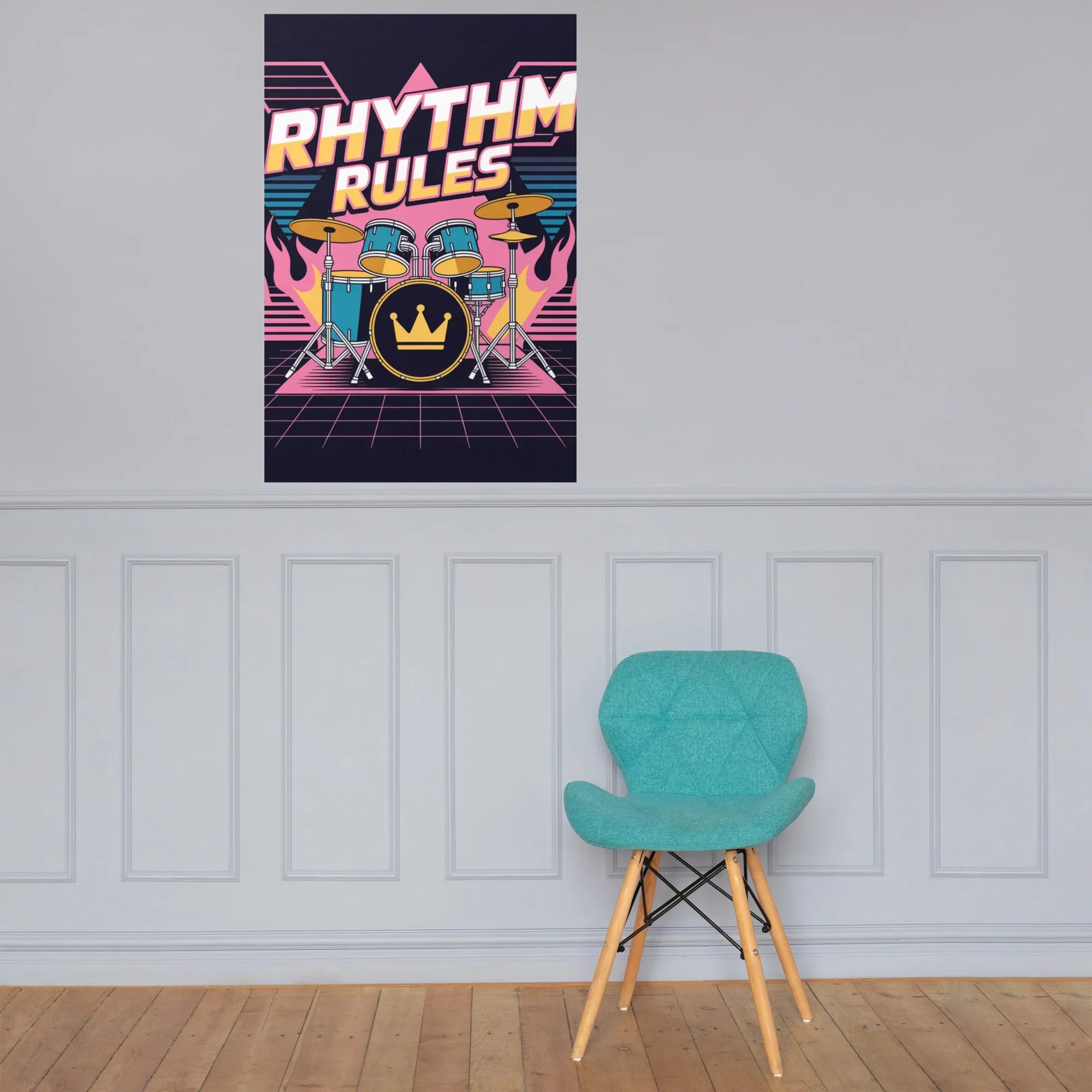 Rhythm Rules Poster – Neon Crown Drum Power - RaZits