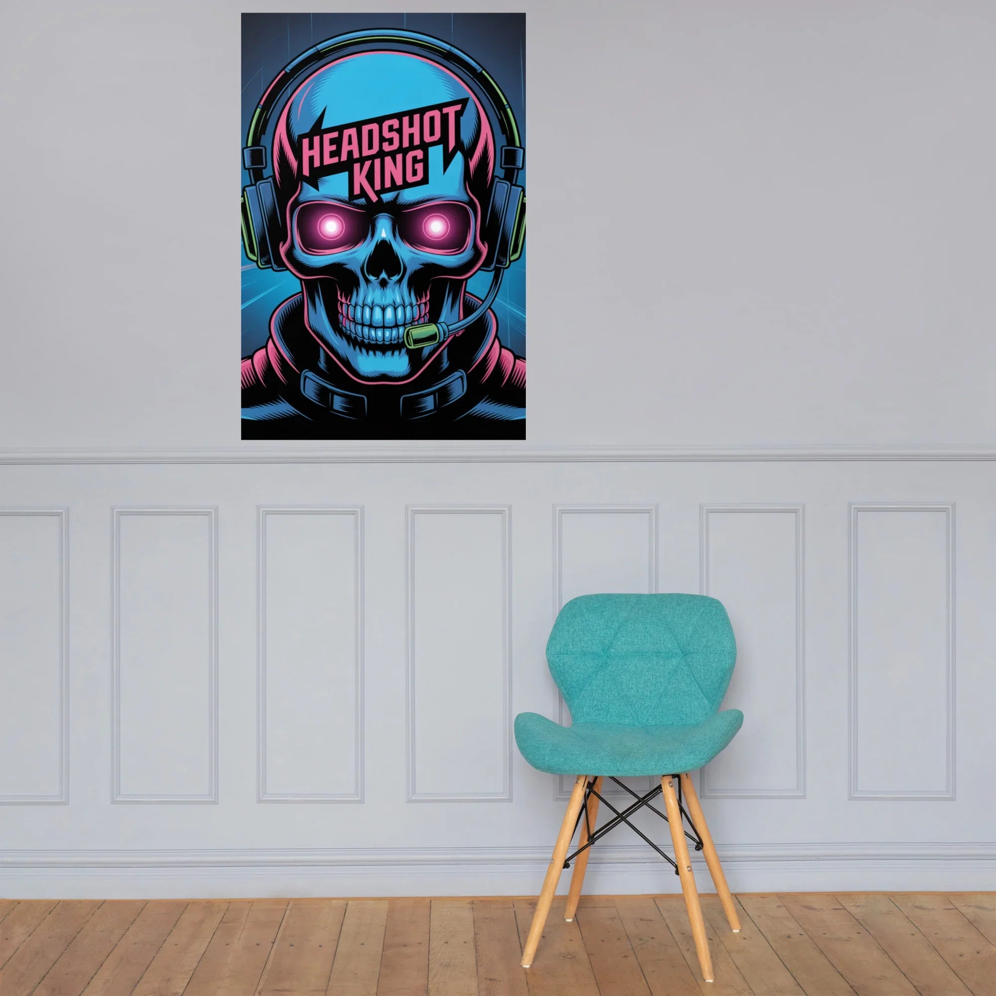 Headshot King – Cyberpunk Gamer Art for Futuristic Esports Room Decor - RaZits