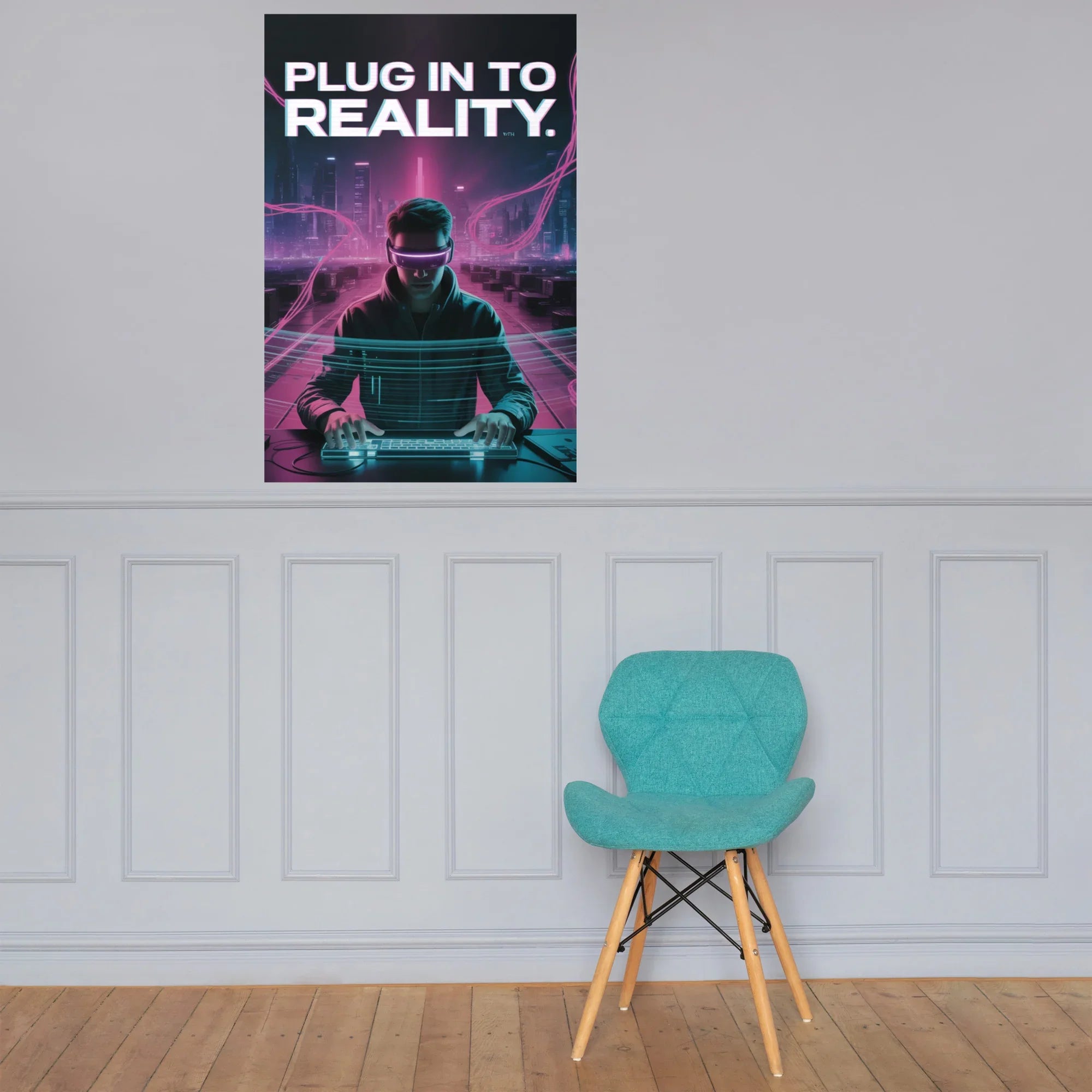 Plug In To Reality Cyberpunk Gaming Wall Art – VR Aesthetic Room Decor - RaZits