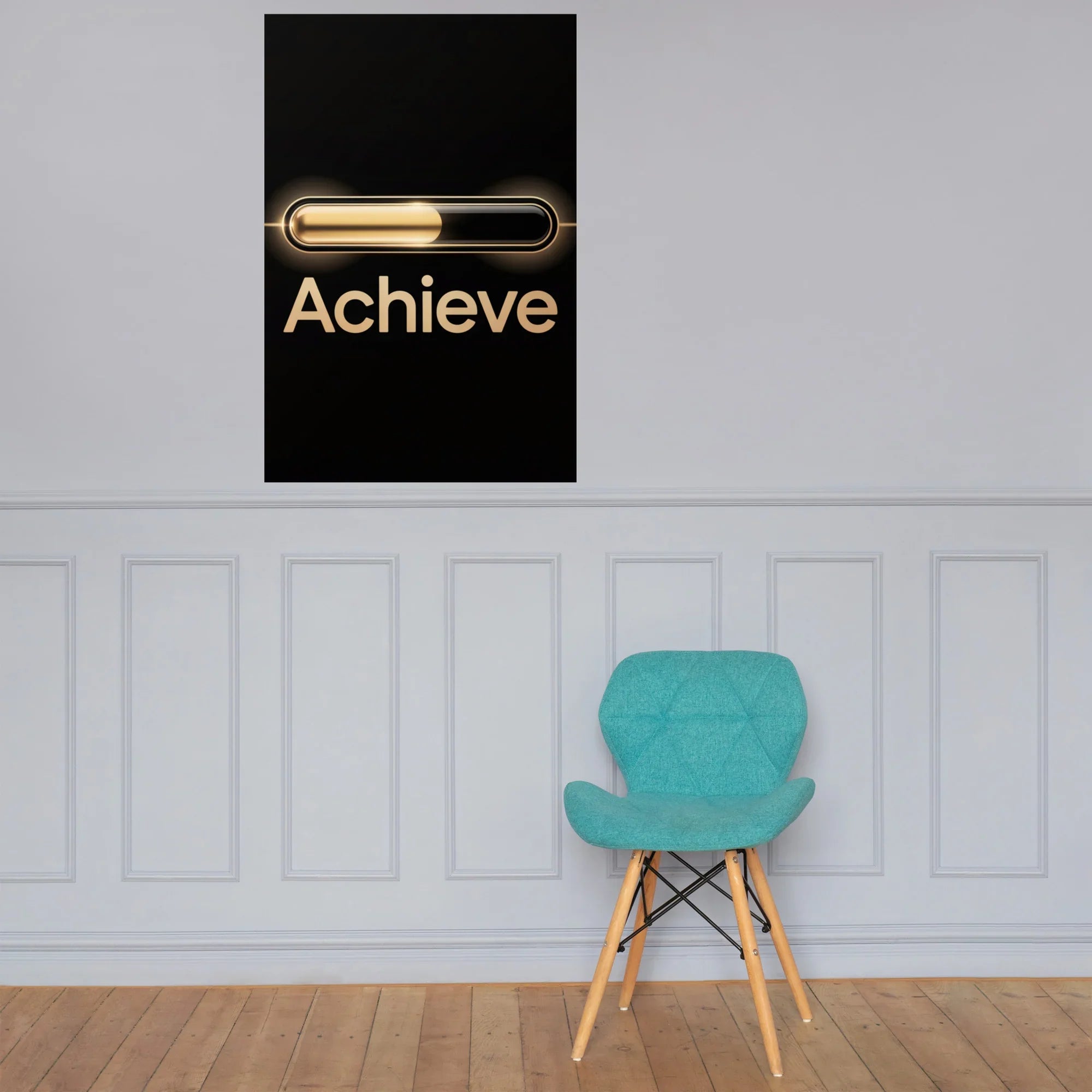 Achieve – Golden Progress Bar Motivational Gaming Poster - RaZits