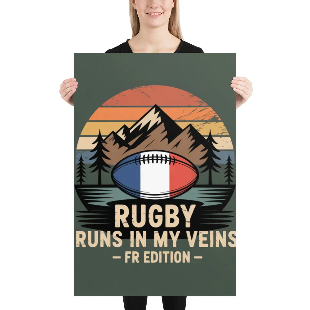 Rugby Runs in My Veins – France Poster (Midnight Edition) - RaZits
