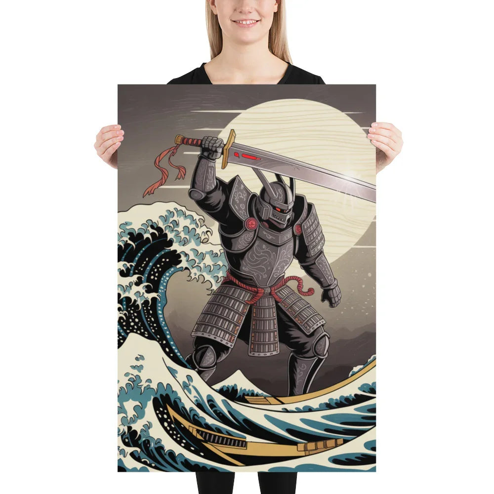 Cyber Samurai Wall Art – Katana Artwork Inspired by Japanese Wave & Mythology - RaZits