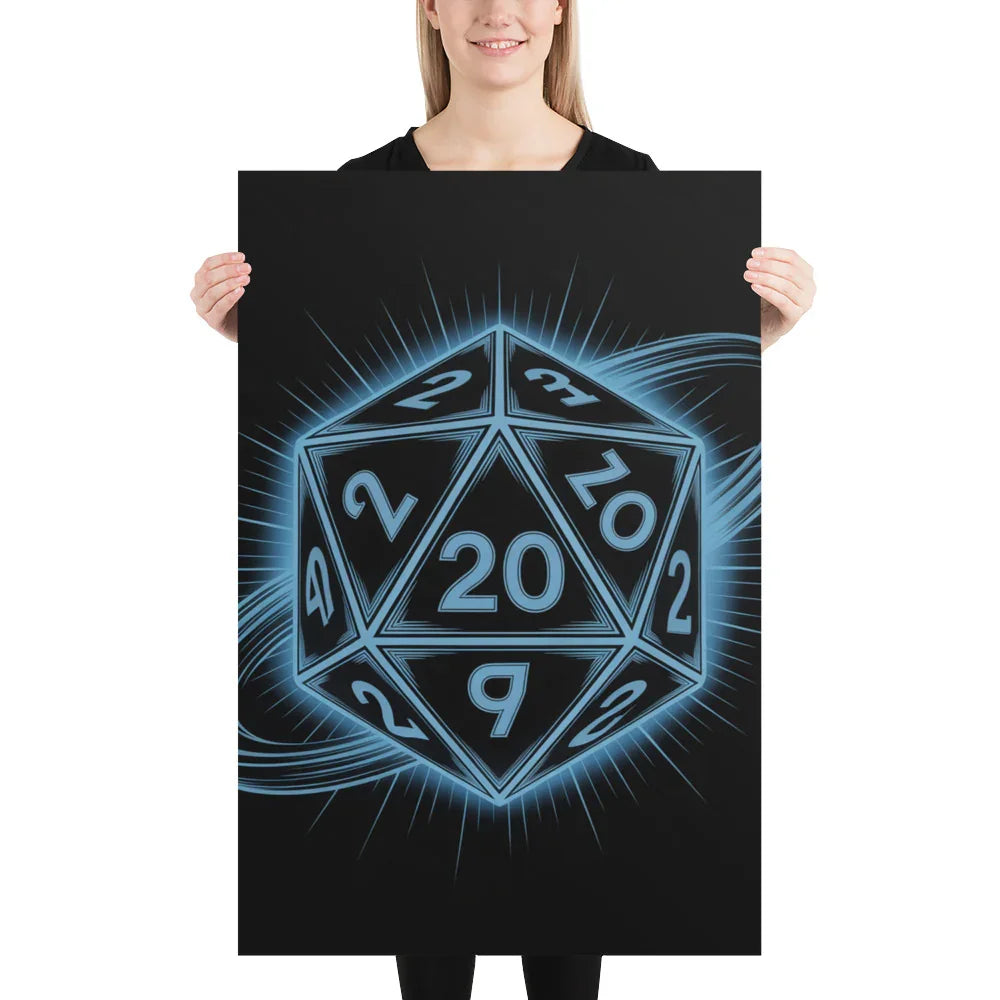 D20 Neon Dice Glow – Tabletop RPG Wall Art for Gaming Rooms - RaZits