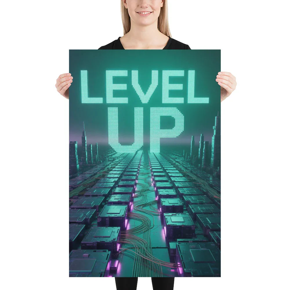 Level Up – Cyber Futuristic Wall Art for Gamers & Tech Lovers - RaZits