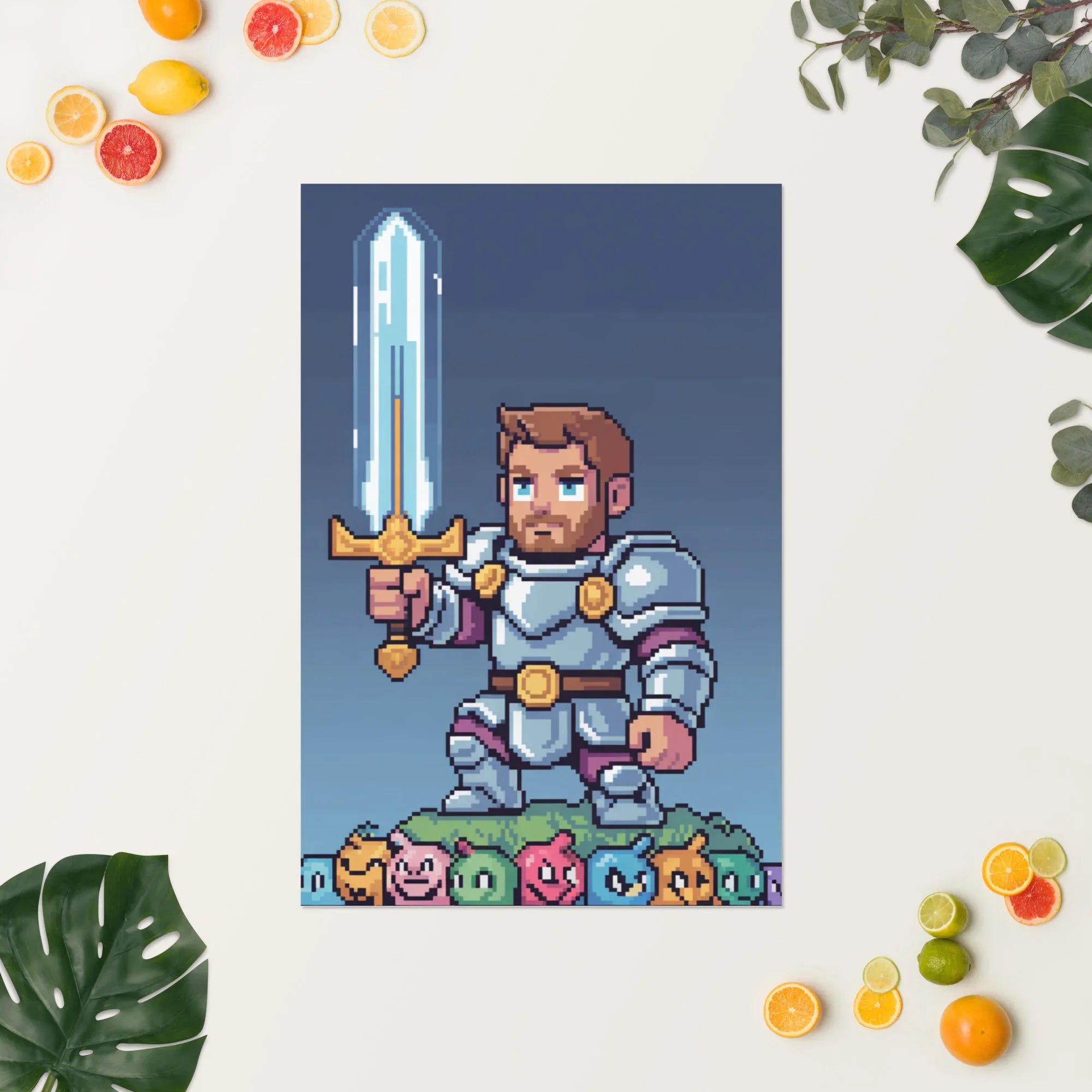 Pixel Knight – Fantasy Gaming Poster in Retro Pixel Art Style for Gamer Wall Decor - RaZits