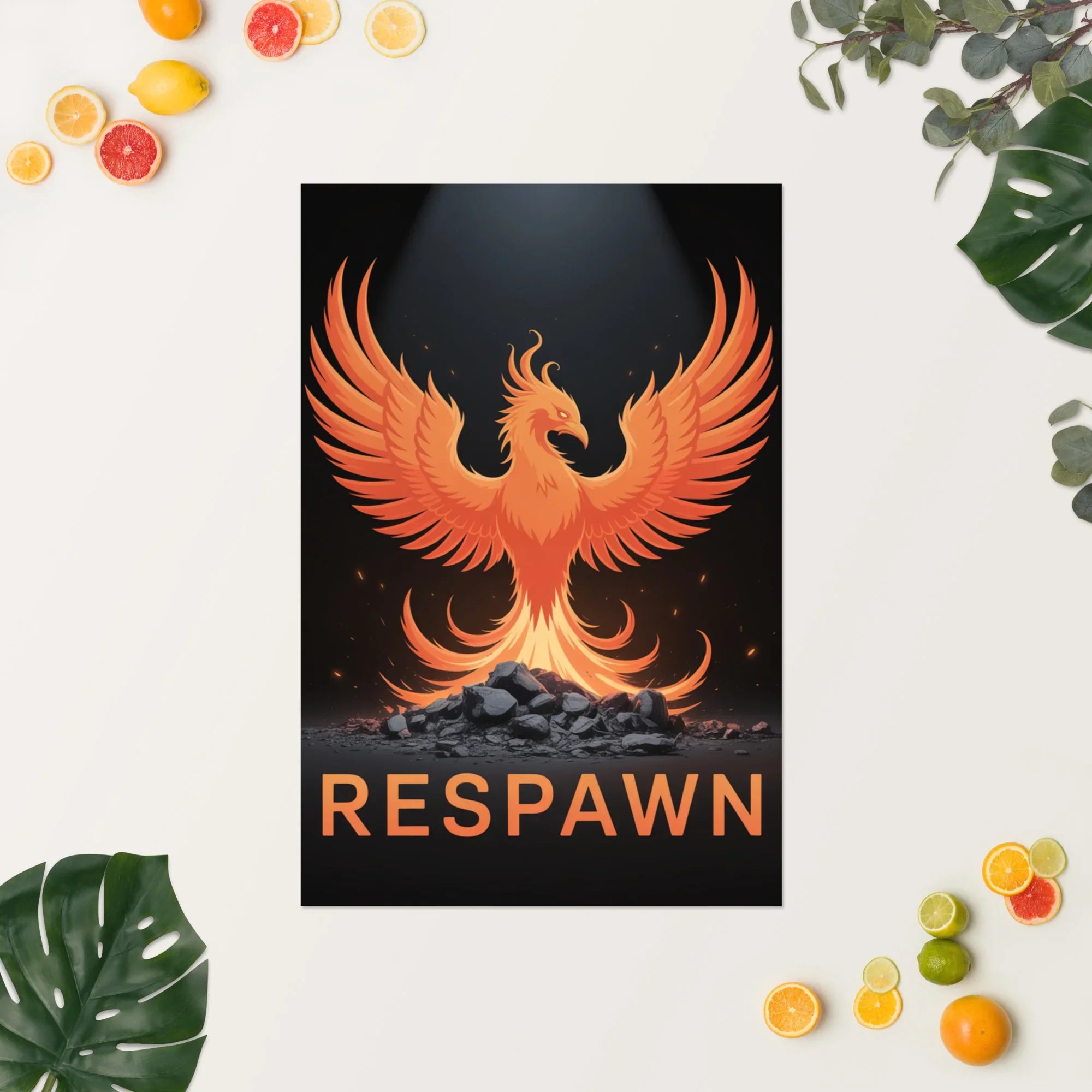 RESPAWN – Phoenix Rebirth Motivational Gaming Poster - RaZits