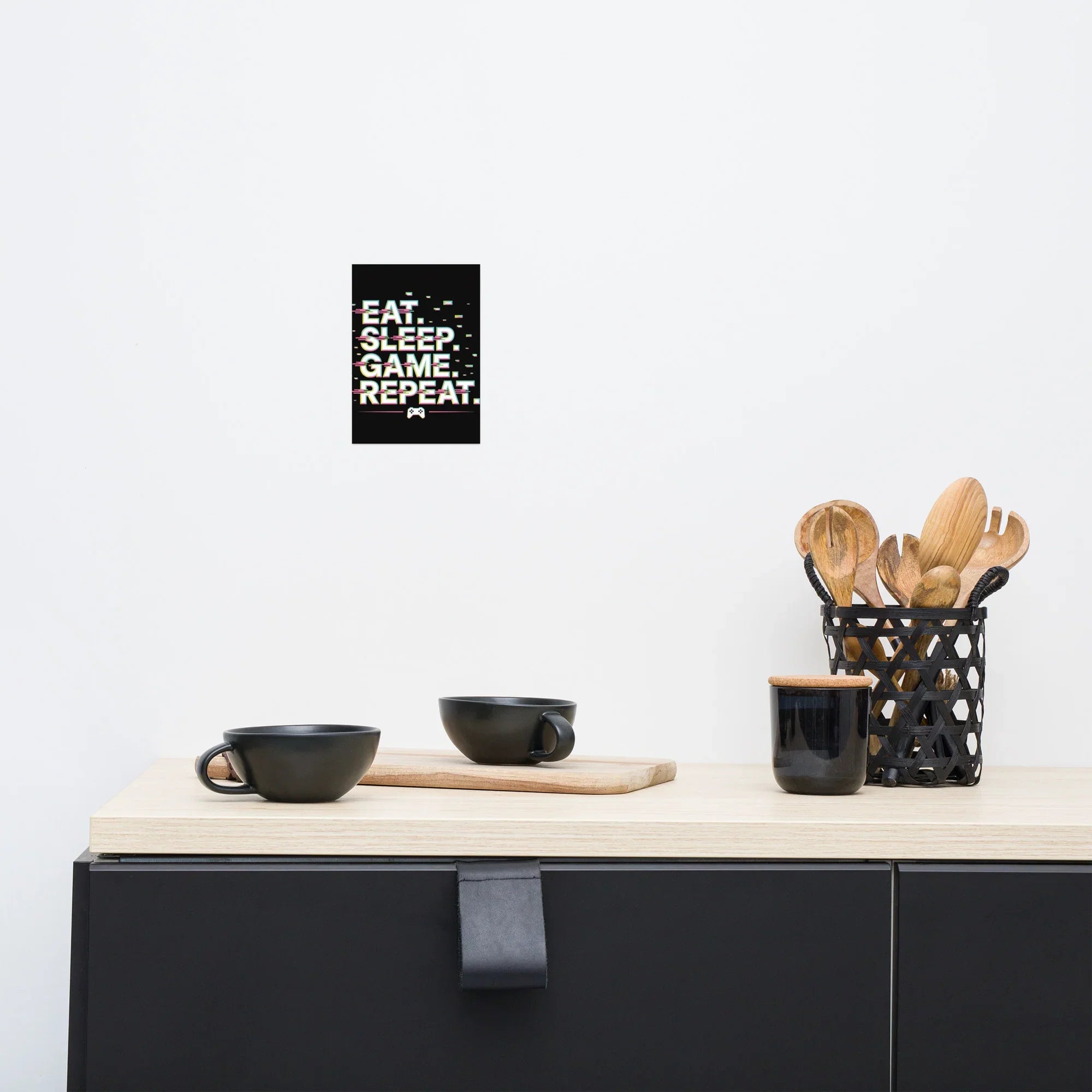 Eat Sleep Game Repeat – Glitch Gamer Lifestyle Wall Art - RaZits