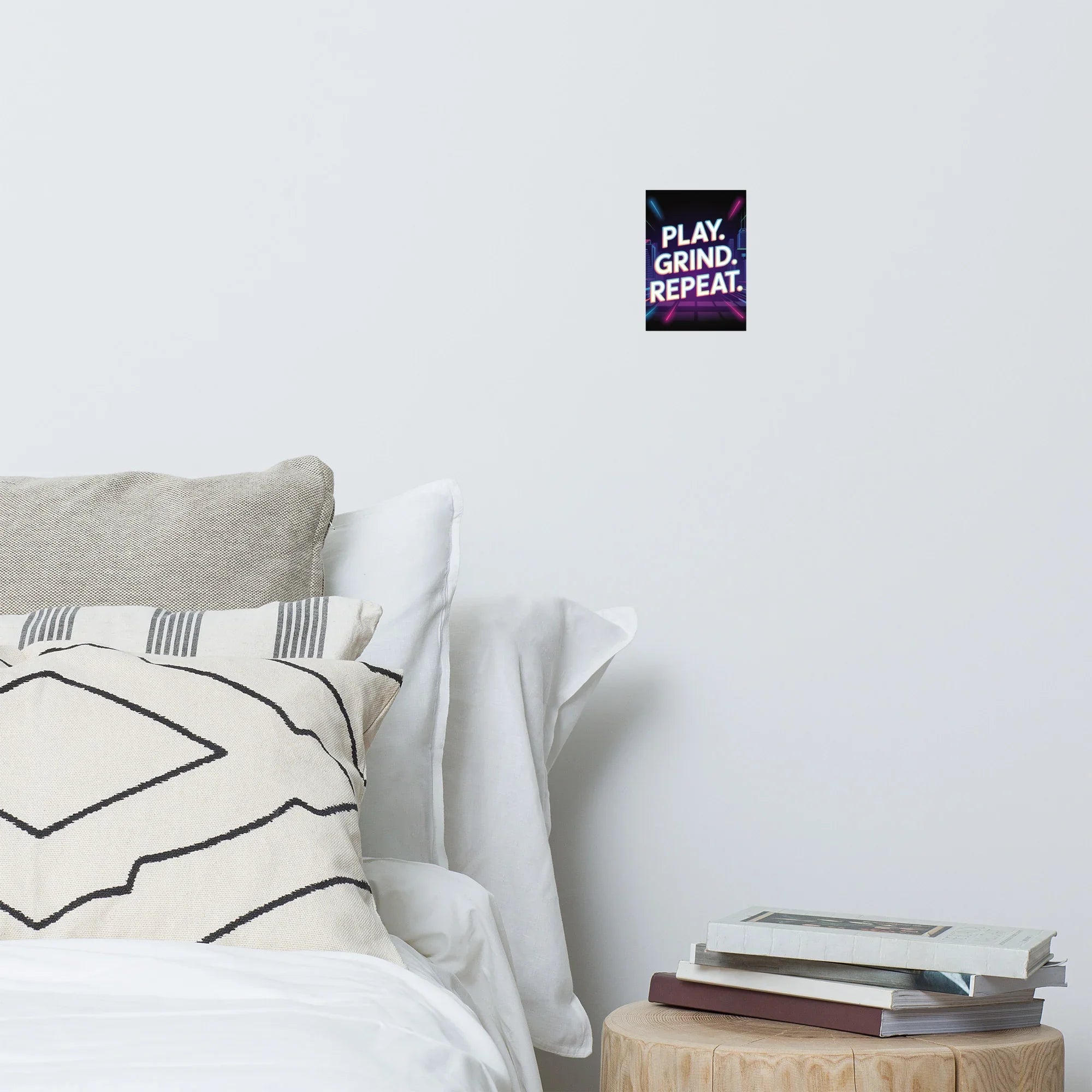 Play Grind Repeat Neon Gaming Wall Art – Motivational Gamer Room Decor - RaZits