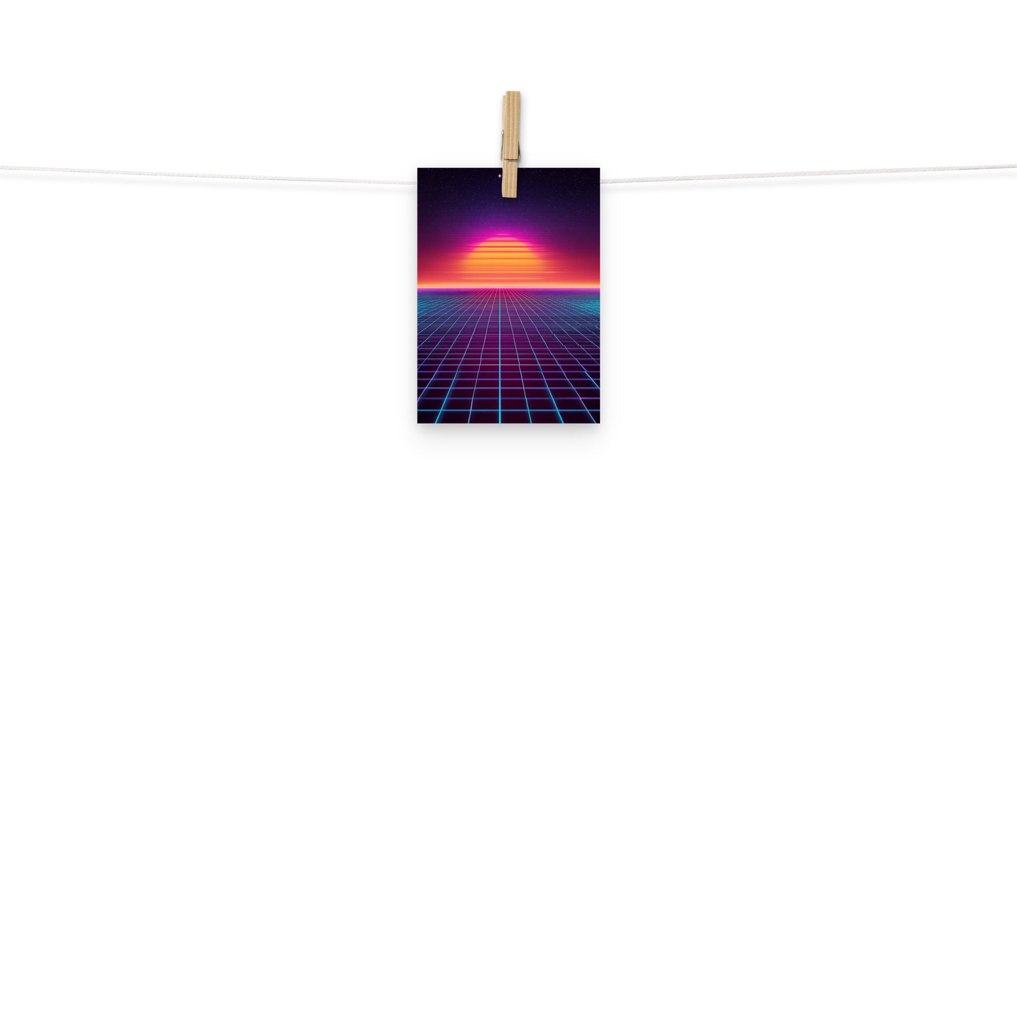 Neon Grid Runner synthwave gaming poster styled on gaming room wall