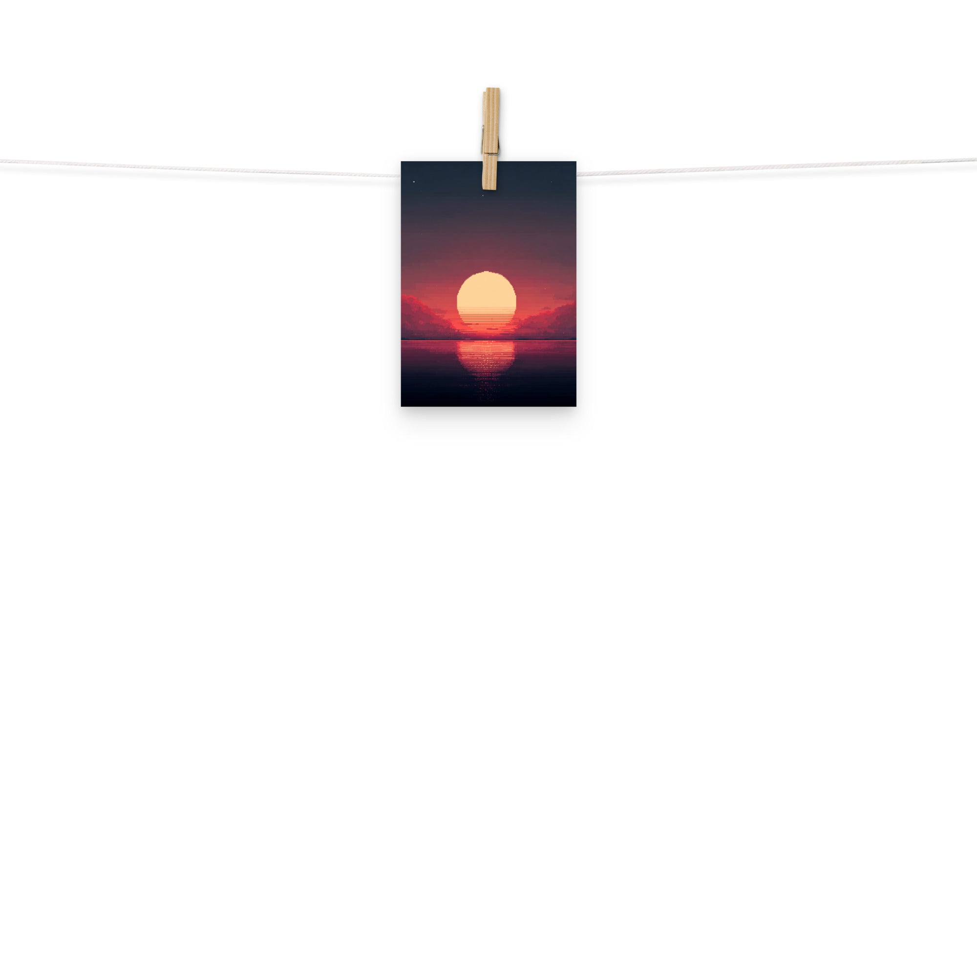 Pixel Dawn 8-bit retro gaming poster close-up 189gsm matte texture detail
