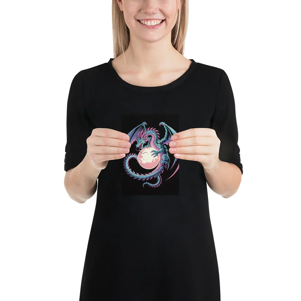 Cyber Dragon – Neon Pixel Fantasy Gaming Poster - RaZits