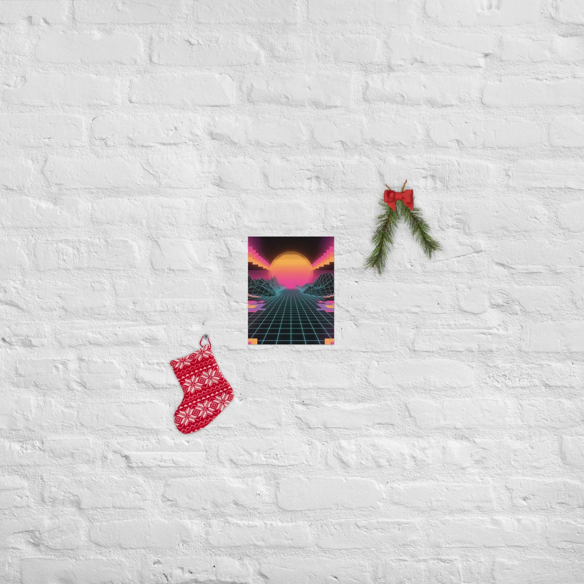 Neon Horizon – Retro Futurism Grid Sunset Gaming Poster - RaZits