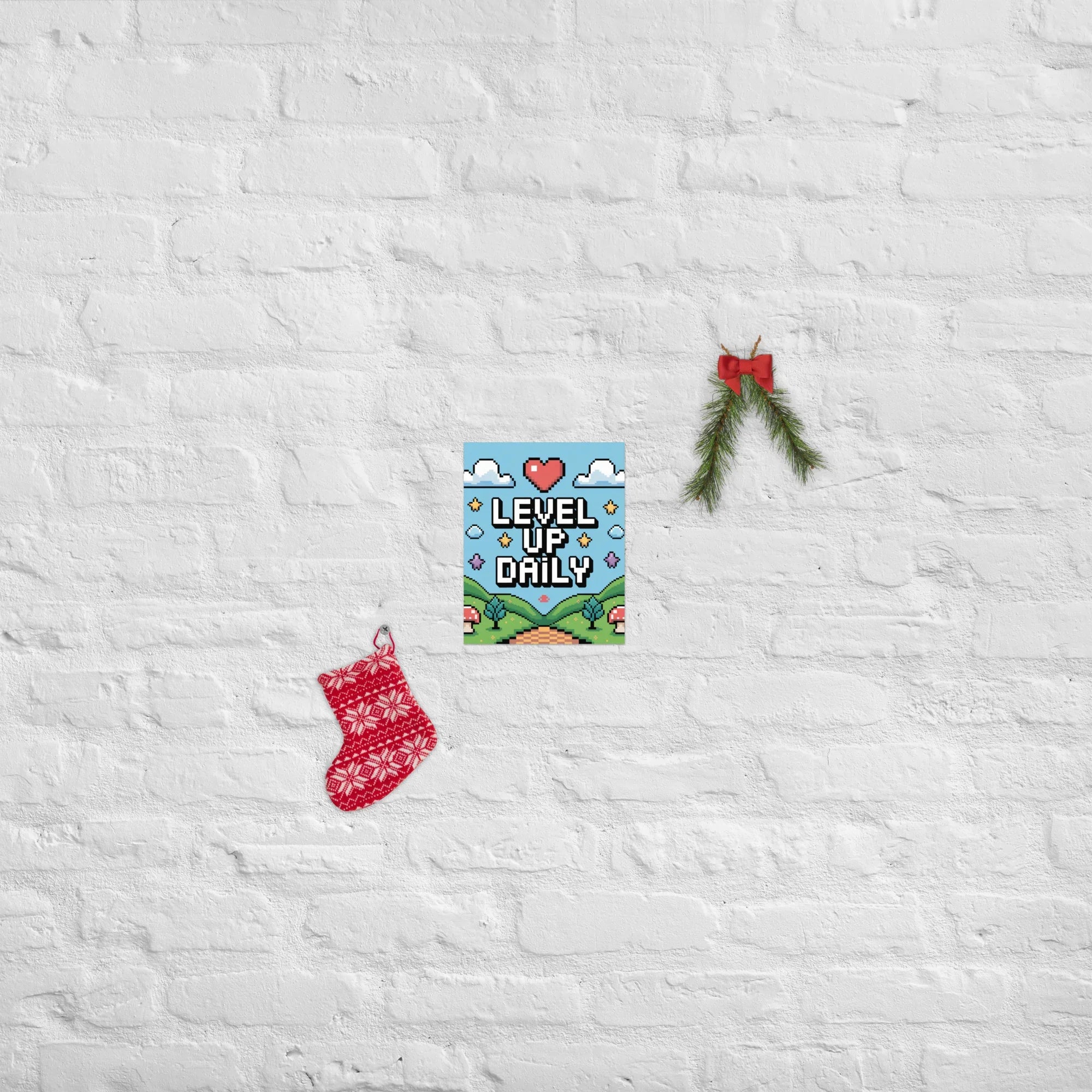 Level Up Daily – Pixel Art Motivational Gaming Poster for Retro Lovers - RaZits