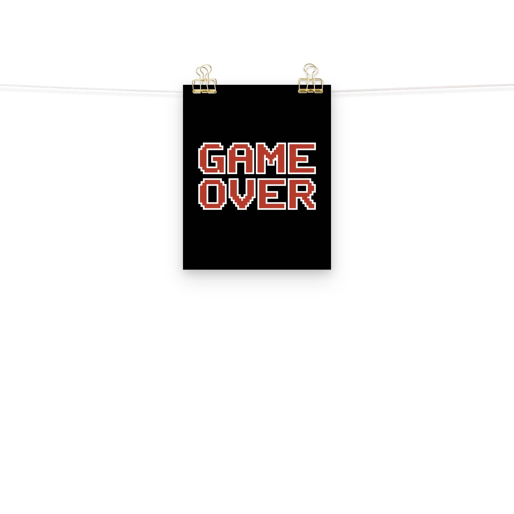 Game Over Man vintage retro gaming poster framed scale view gallery wall